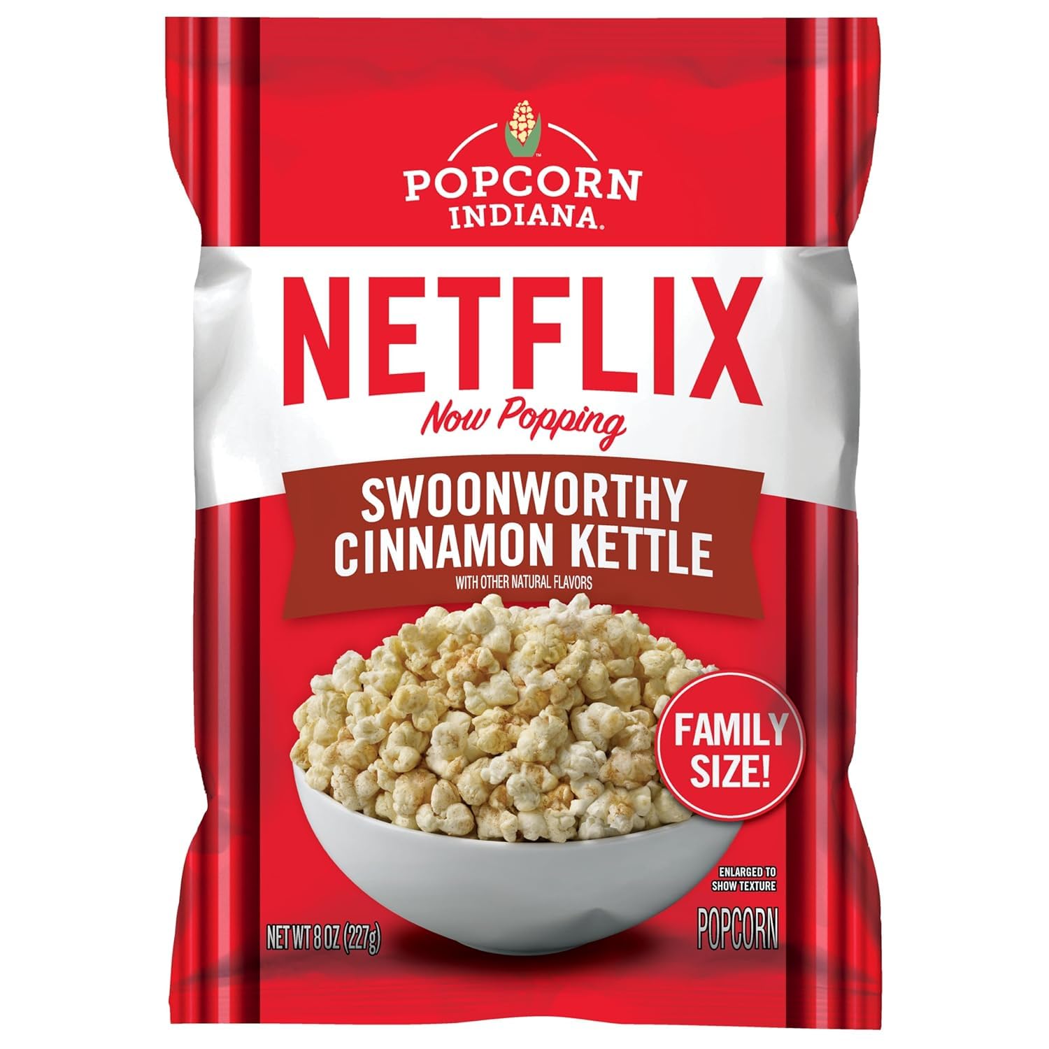 Popcorn Indiana Netflix Now Popping Swoonworthy Cinnamon Kettle Corn, Family Size (12 count - 8 Oz each)
