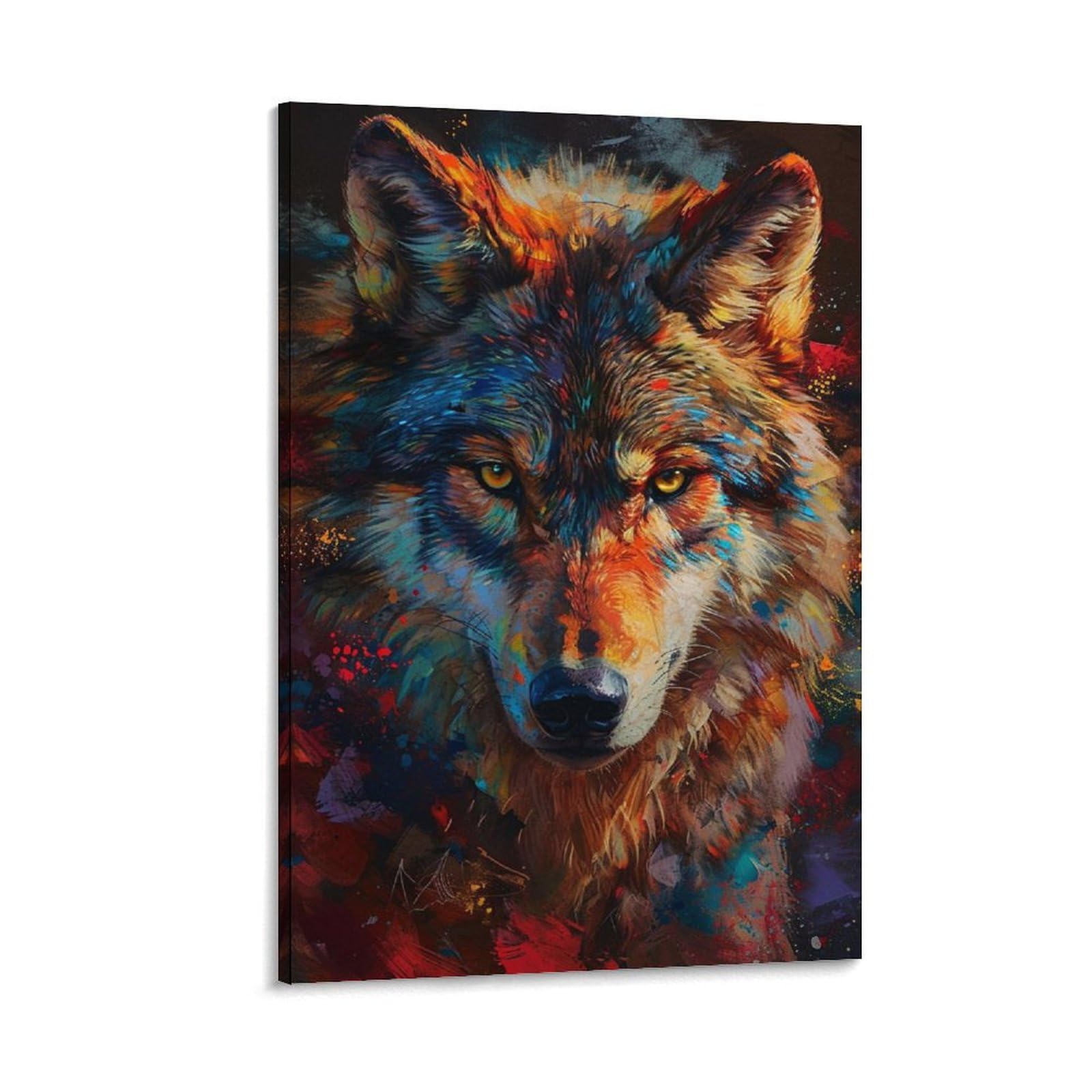 Amazon.co.jp: 絵画 オオカミの視線インテリア 絵画 動物イラスト