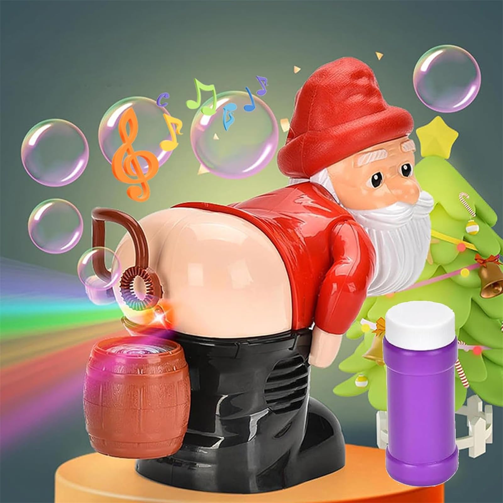 JumadAFunny Fart Bubble Blowing Machine, Santa Bubble Blowing Machine, Christmas Bubble Machine with Light and Music, Creative Christmas Decorations Gift Prank Toys for Kids Adults Party