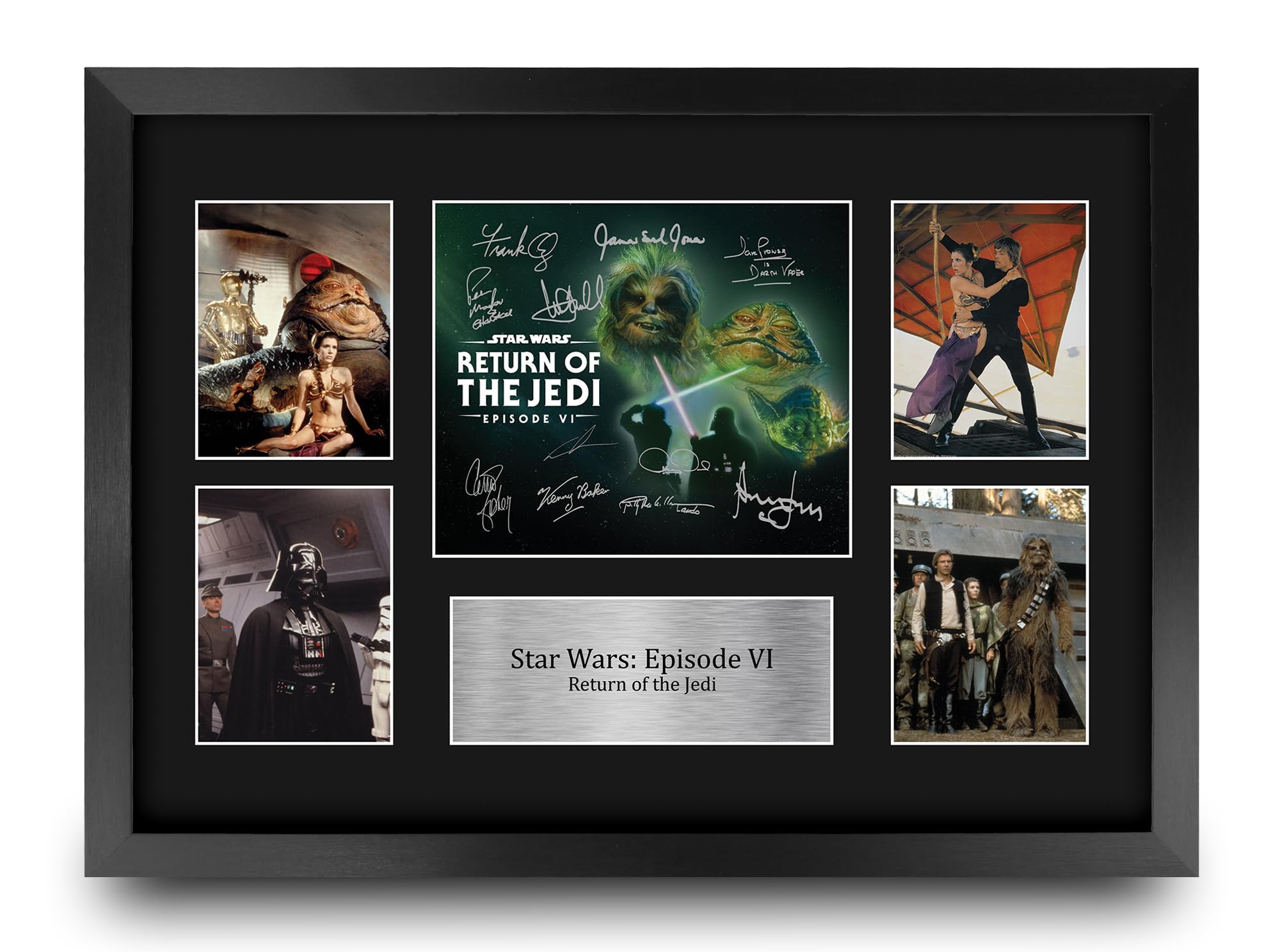 HWC Trading Star Wars Episode 6 Return of the Jedi Gifts Printed Signed Autograph Presentation Display Montage for Movie Memorabilia Fans - A3 Framed โ image 1