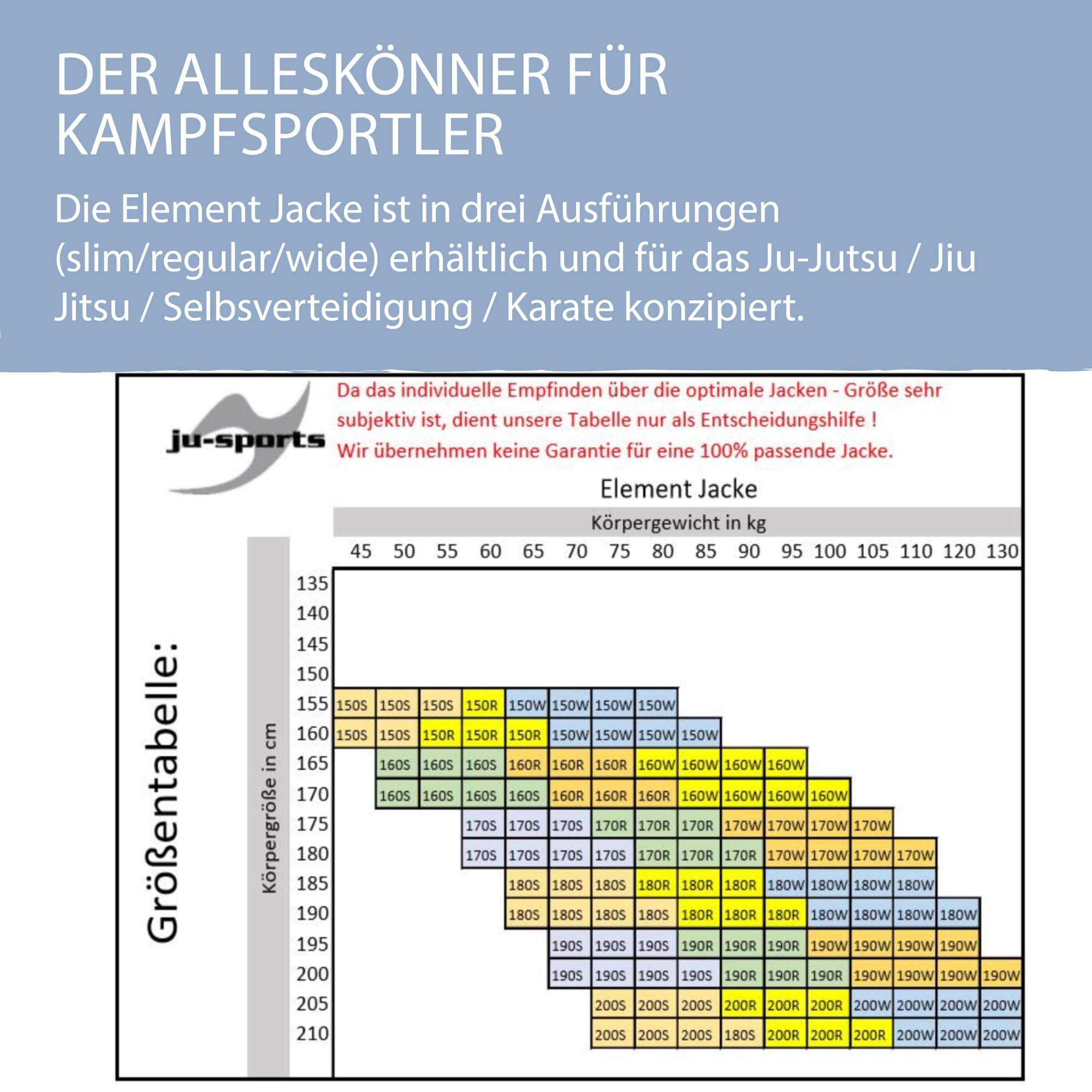 Ju-Sports Element Jacke Weiß wide cut I Judoanzug Jacke Kinder & für Erwachsene I Judogi Jacke aus langlebigem Mischgewebe I Doppelt verstärkter Schulter- & Brustbereich