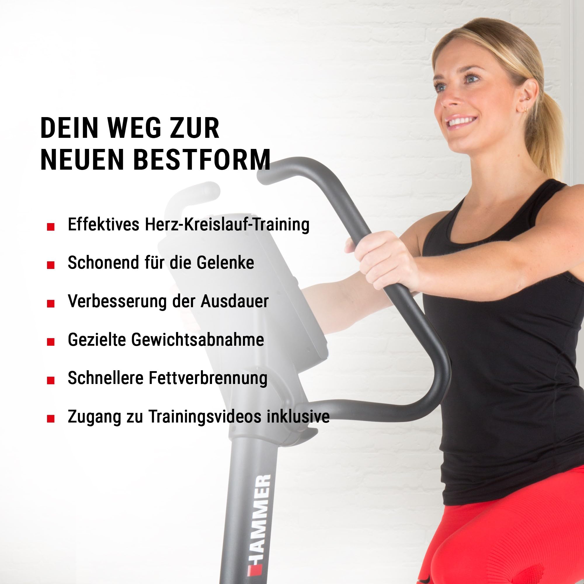 HAMMER Ergometer Cardio Motion BT, leises Fitnessfahrrad mit tiefem Einstieg und Comfort-Sattel, geeignet als Heimtrainer für Senioren, Bluetooth und App-Steuerung, Tablethalterung, 110 x 52 x 140 cm