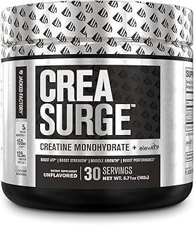 Jacked Factory Creatine Monohydrate Powder w/ElevATP - Creasurge 5g Micronized Creatine Supplement w/ElevATP for Post Workout Muscle Recovery & Growth - Powerful Muscle Builder - 30 Sv, Unflavored