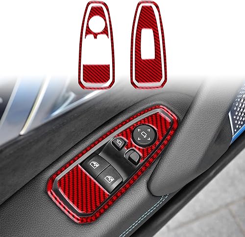 JUPIZEUS Fibra de carbono, para BMW Z4 G29 2019 2020 2021 2022 2023, accesorios para puerta de automóvil, cubierta de marco de botón de elevación de