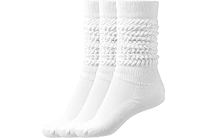 Slouch Socks Women Thigh High Soft Scrunch White Socks for Women Size 5-11