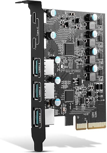 PCIe to USB 3.2/3.1 Gen 2 Card with 10Gbps SuperSpeed 5-Port (2X USB-C – 3X Type-A) PCI Express Expansion Card PC Internal hub for Windows…