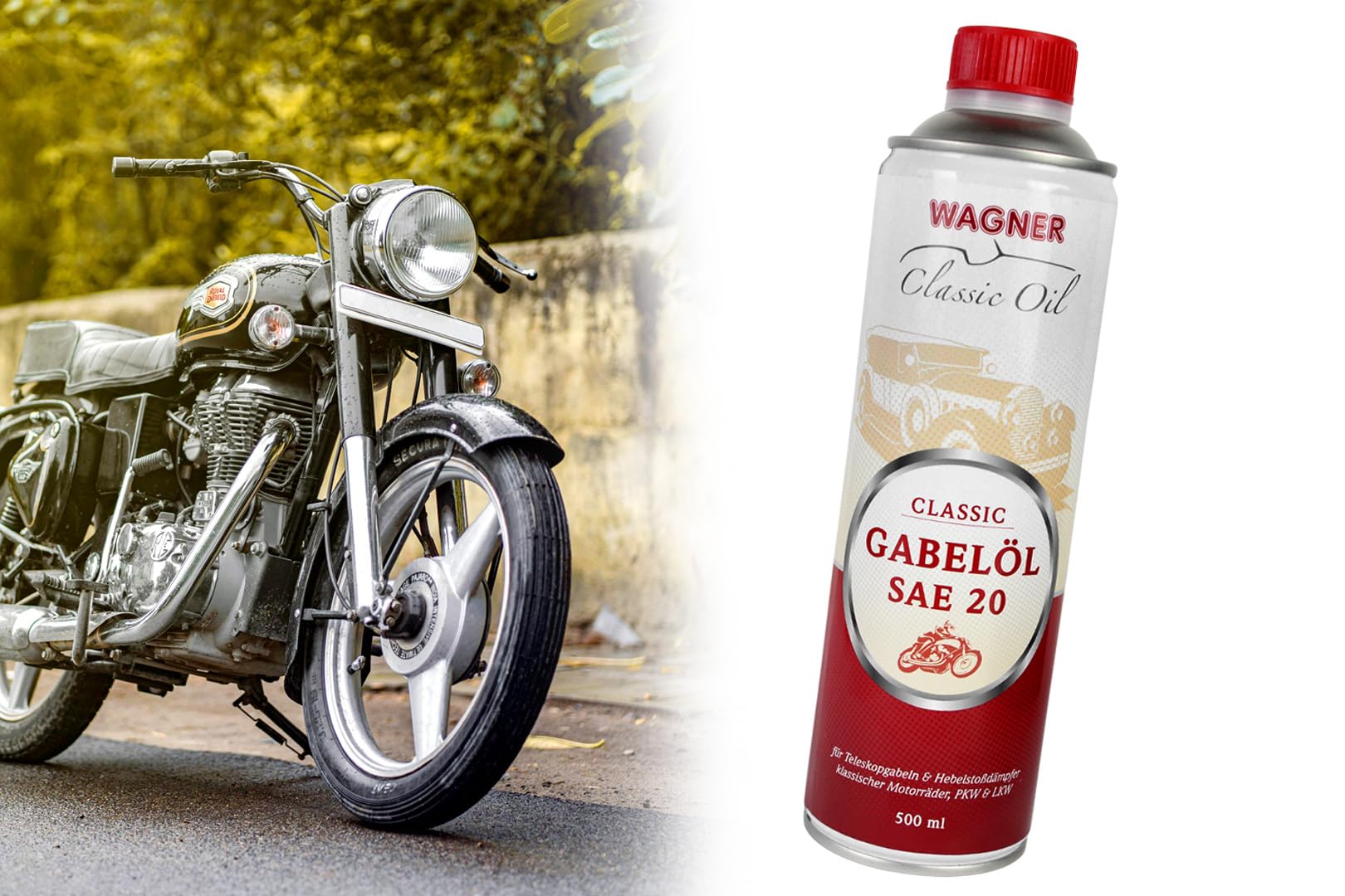 Gabelöl Stoßdämpfer Telegabel Federgabel Öl 500ml, SAE20 Spezialöl hochwertiges Mineralöl für Oldtimer, hergestellt mit Wagner