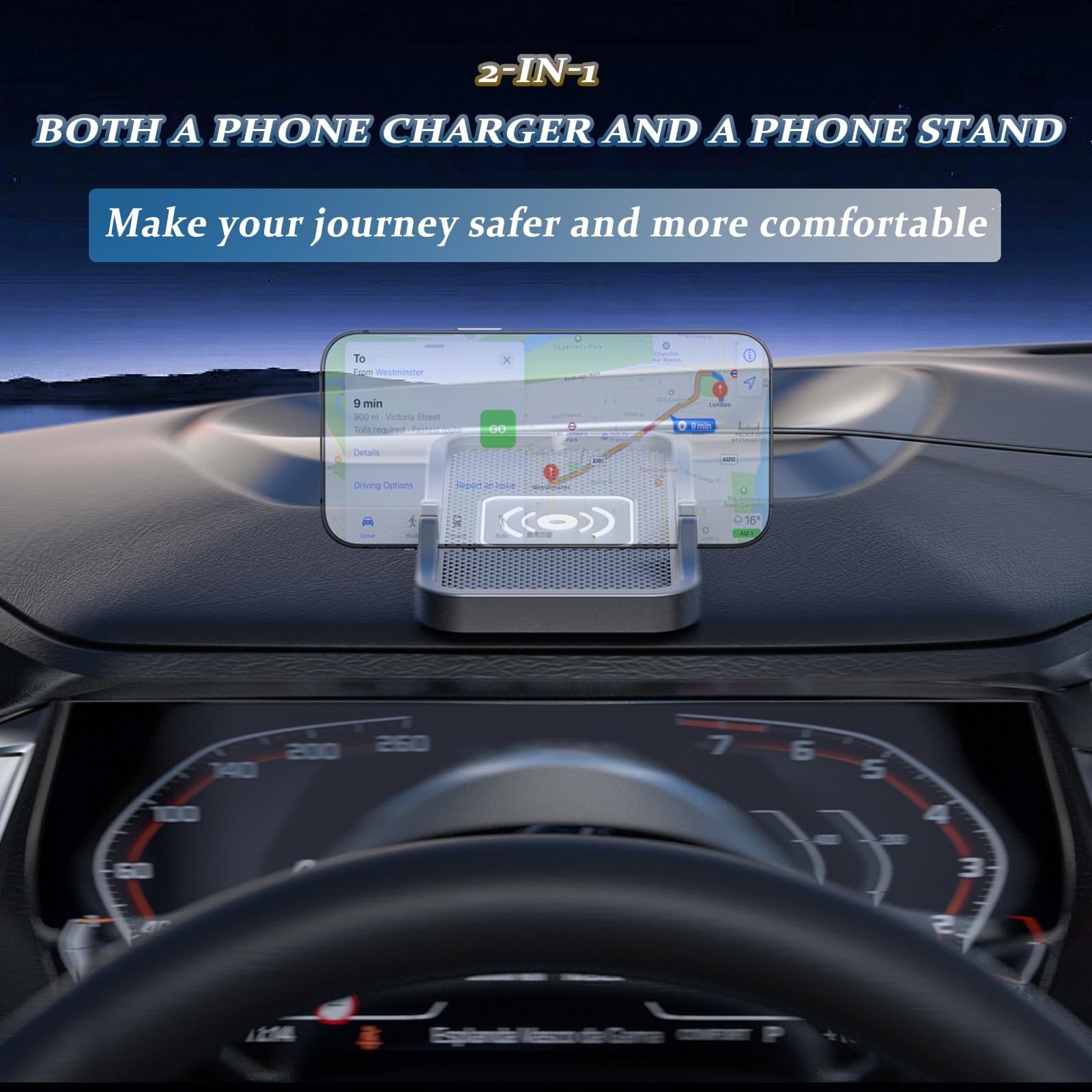 Supporto per Telefono da Auto per Porsche 918 Spyder 2013–2015 Hypercar Supporto Multifunzione per Telefono Antiscivolo Porta USB Lunga 1 m
