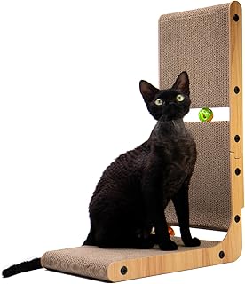 Nekosan Cat Scratching Board, L Shaped Scratching Board for Cats, Scratching Furniture with Ball Toy, Scratching Post for Wall and Corner, Large product image