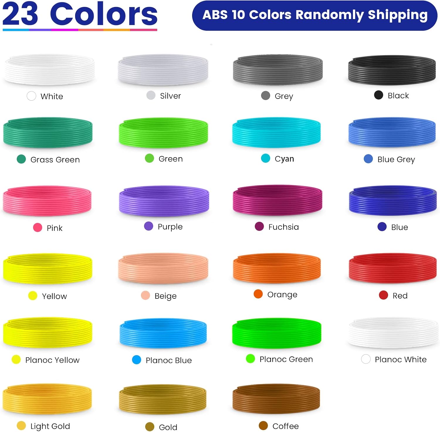 review JAYO 23 Colors 3D Printing Pen ABS Filament Refills, Each Color 16 Feet, High-Precision Diameter and Kids Safe Refill, 8 Random Regular Colors and 2 Luminous Colors, 16 Feet x 10 Packs