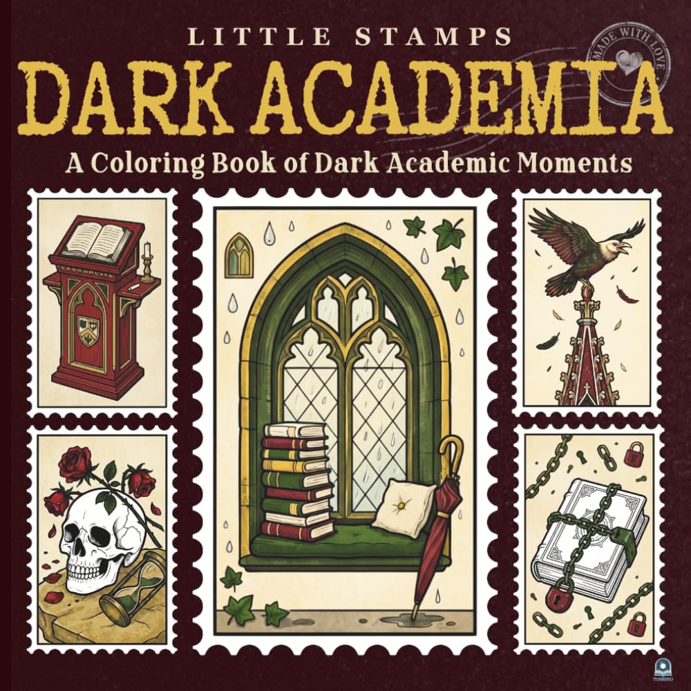 Little Stamps: Dark Academia: A Dark Academia Coloring Book of Quiet Moments and Hidden Worlds Designed as Postage Stamps (Little Stamps Coloring Book Series)