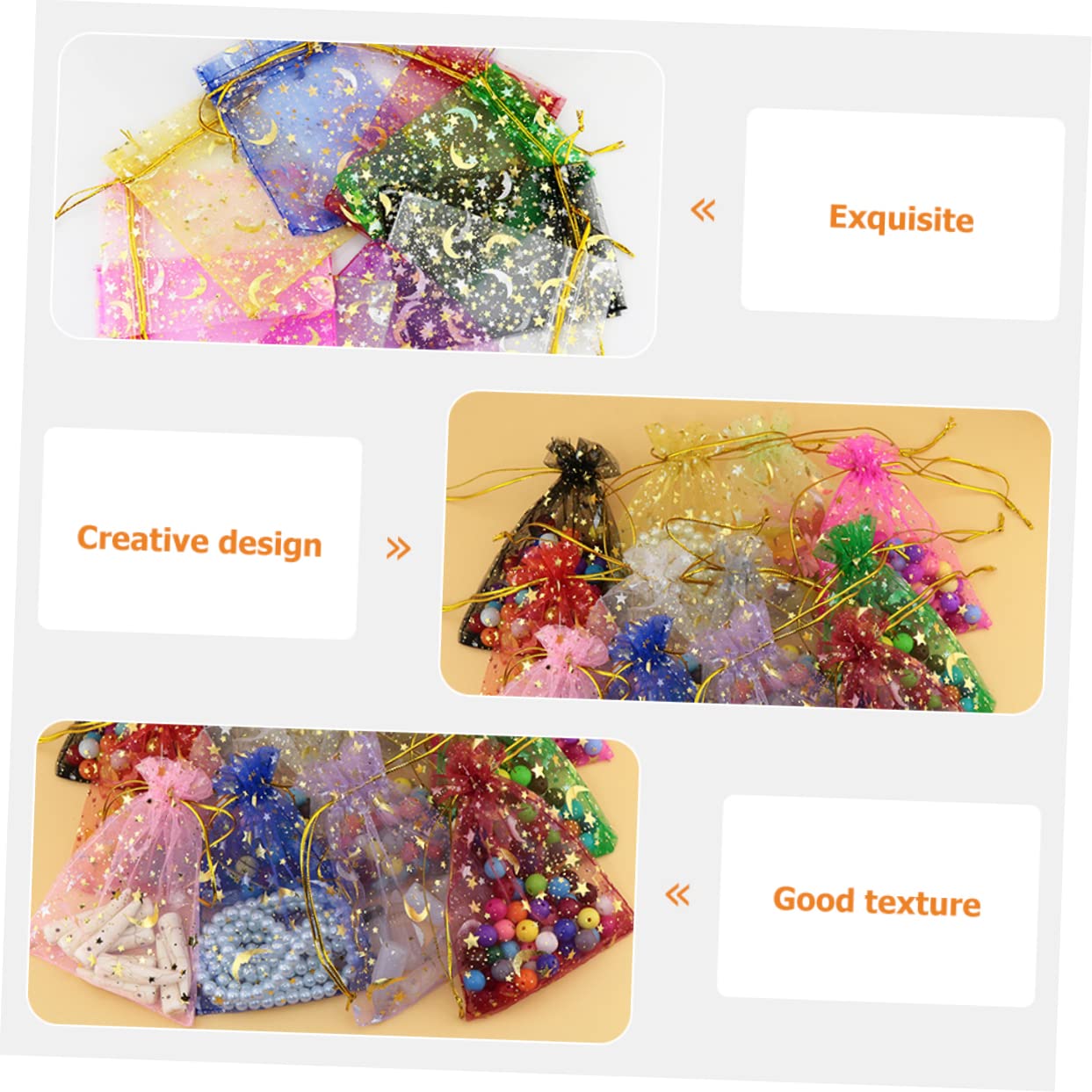 FOMIYES 400 Piezas Bolsa De Hilo De Con Boca Anudada Mini Bolsas De Dulces Bolsas De Transparentes De Con Cordón De De Malla Organdí