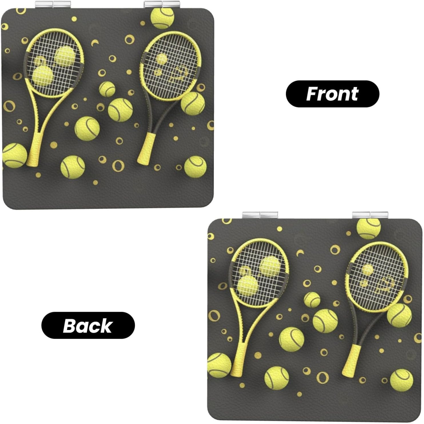 Compact Mirror for Purse, 1X/2X Magnifying Mirror for Women Men Funny Tennis Racquets and Tennis Balls Makeup Mirror 2-Sided Handheld Folding Mirror Portable Travel Mirror Mini Vanity Mirror image 2