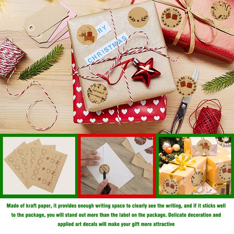120 Adesivi Natalizi Per Regali - Etichette Decorative Con Babbo Natale, Alberi E Pupazzi Di Neve - Foto 3