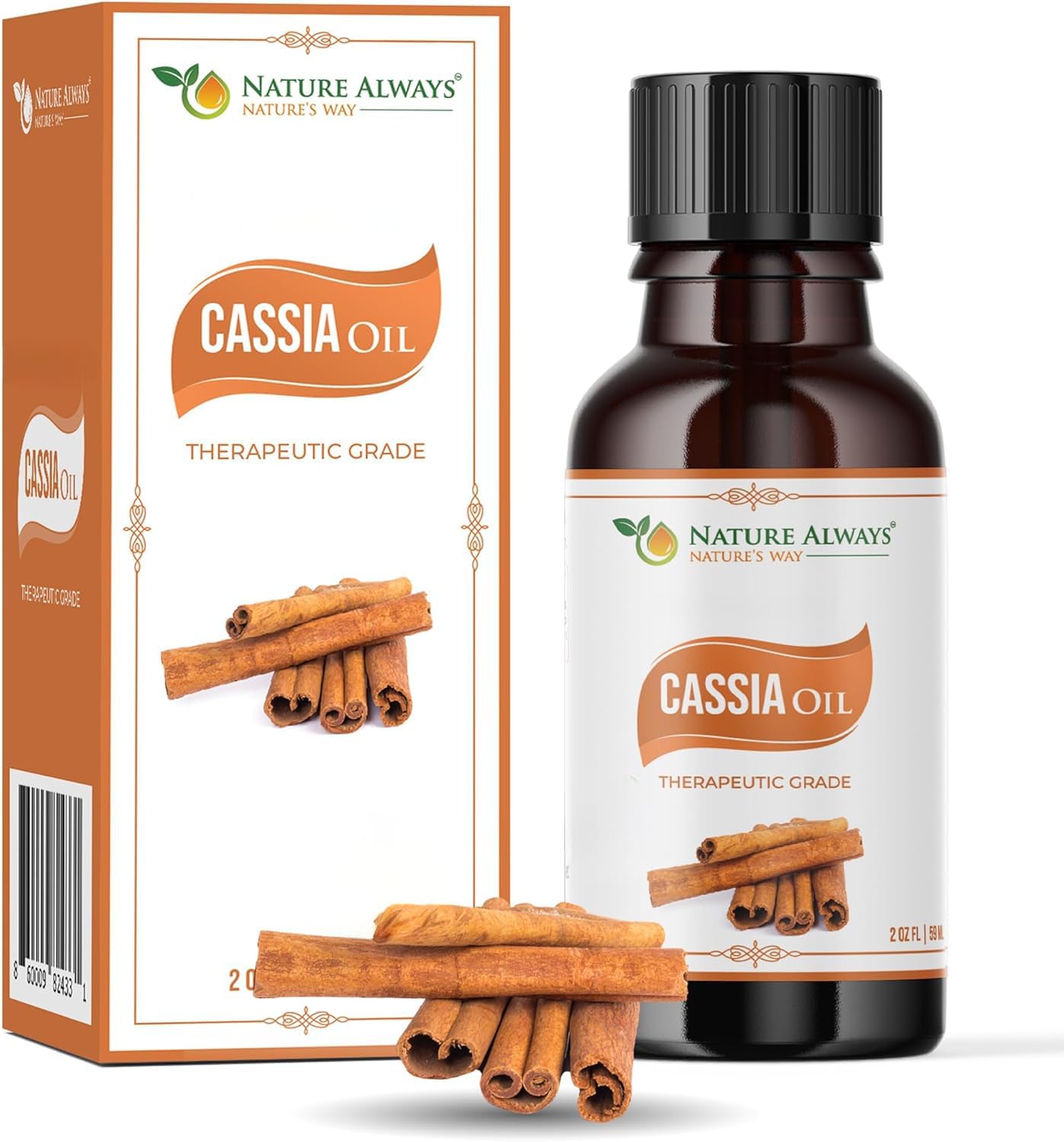 Cassia Essential Oil | Aromatherapy Diffuser, Therapeutic Grade, Non-GMO Verified, Emotional Well-Being & Flavoring | Massage Oil - 2 Oz with Dropper