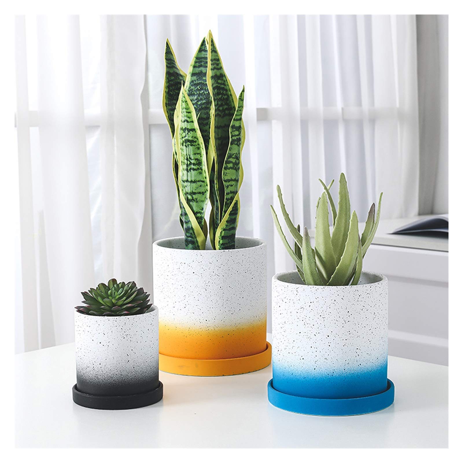 Doniczka Plant doniczki z drenażu otwór i spodek ceramiczny salowy sadzarka okrągły kwiat sadzarka garnek z tacy nowoczesny ozdobny garnek ogrodniczy Doniczki(Pink)