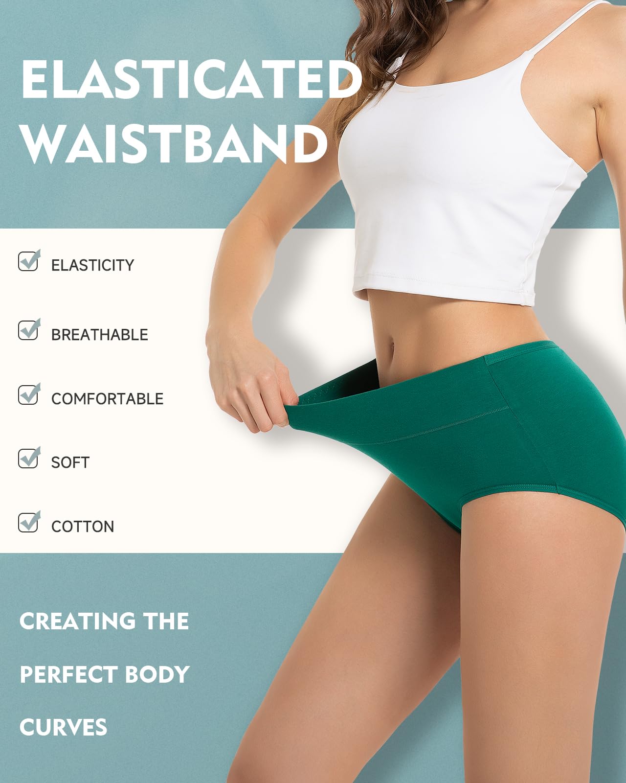 TANSTC Mutande Slip Donna Cotone Vita Alta Culotte Donna Comode Elasticizzato Sexy Intimo, Pacco da 5