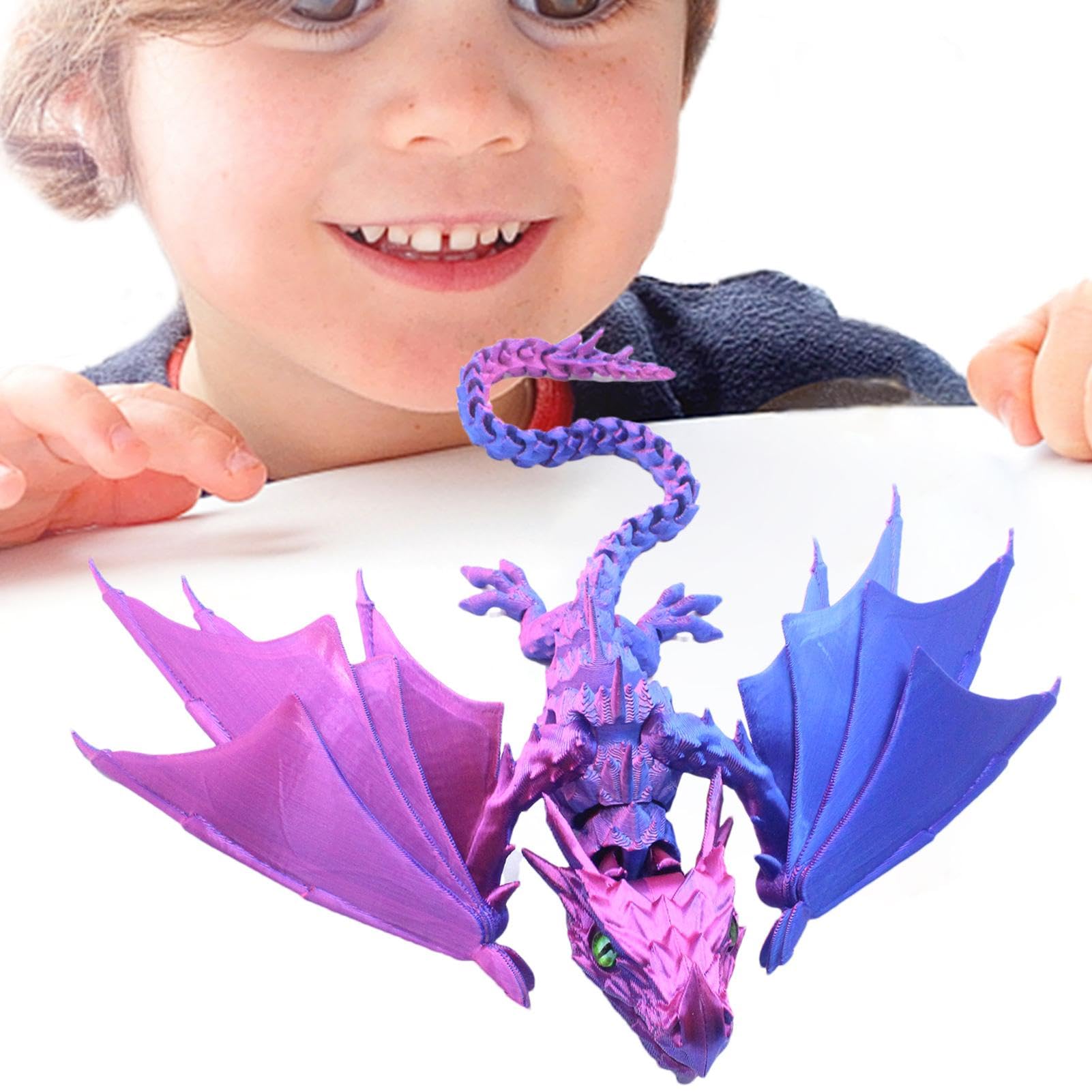 2 Dragons Articulés Imprimés 3D - Figurine Dragon Ailé Mystérieux Décoration Maison Et Bureau