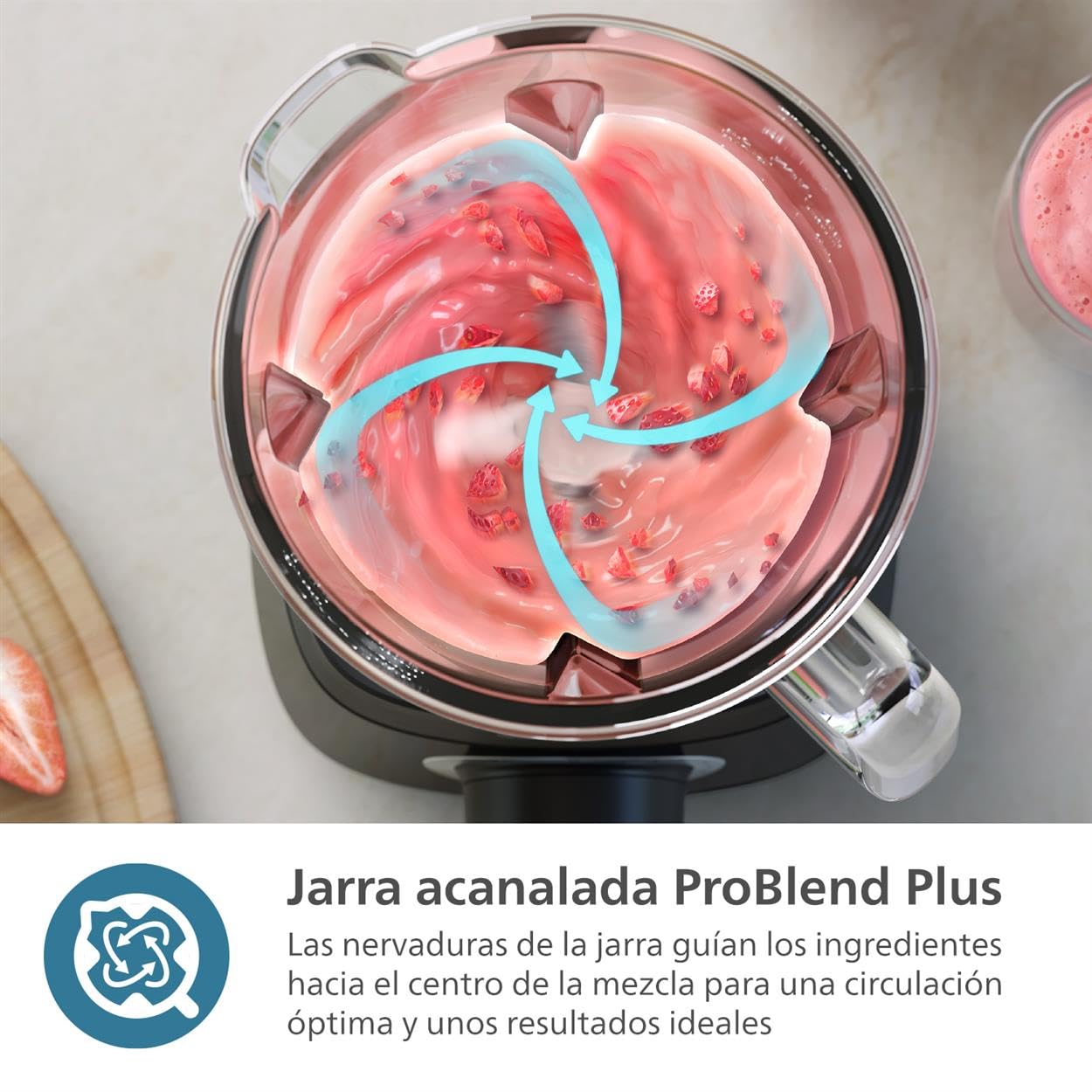 Philips 5000 Batidora de Vaso ProBlend Plus, 1000W, vaso de 2L, Negro | Tecnología ProBlend, 1000 W, vaso de 2L, batidora smoothie, piezas aptas para lavavajillas, app de recetas HomeID (HR3020/20)