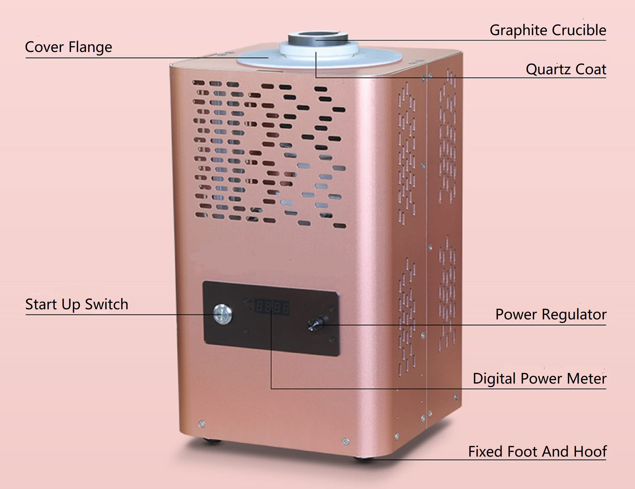 Forno di fusione per la fusione dei gioielli del metallo del nastro dell'oro del platino - Tempo di fusione 3 ~ 5 minuti, peso di fusione 2KG, 1800℃, CA 220V±10% 5KW