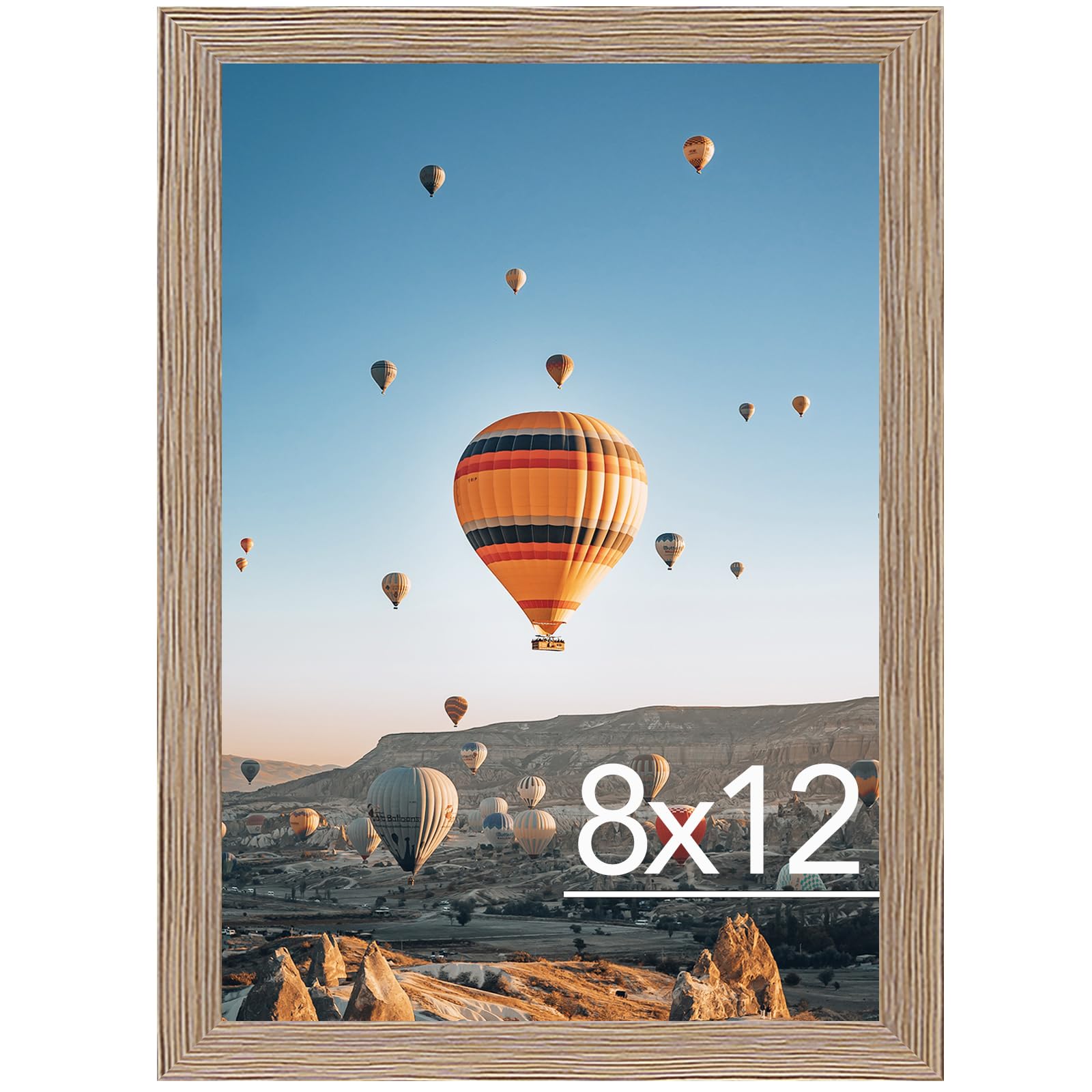 JCJMY 8x12 Picture Frame for Wall Hanging or Tabletop, Wall Mounting Horizontally or Vertically, 8 x 12 Wall Gallery Poster Photo Frame with Shatter Resistant Plexiglass,Rustic Brown