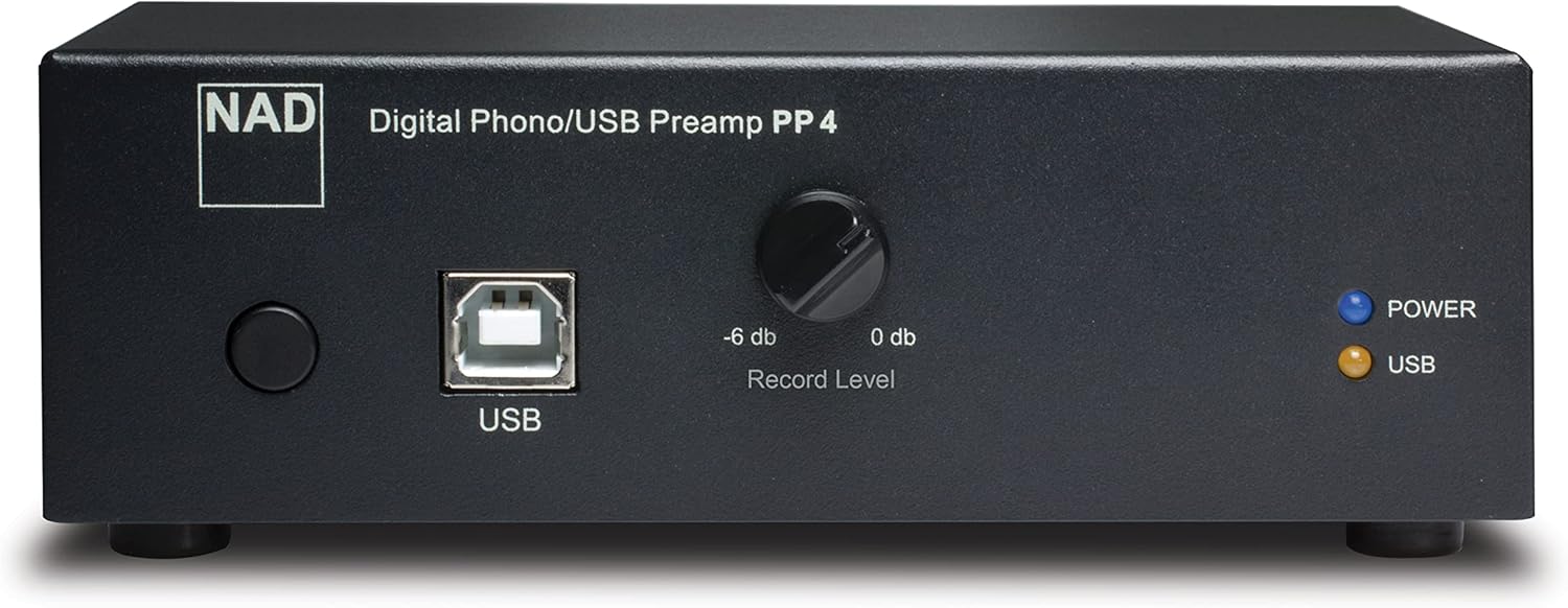 NAD PP 4 Digital Phono/USB Preamplifier – MM & MC Turntable and Cassette Deck Support, USB Audio Recording to PC/Mac