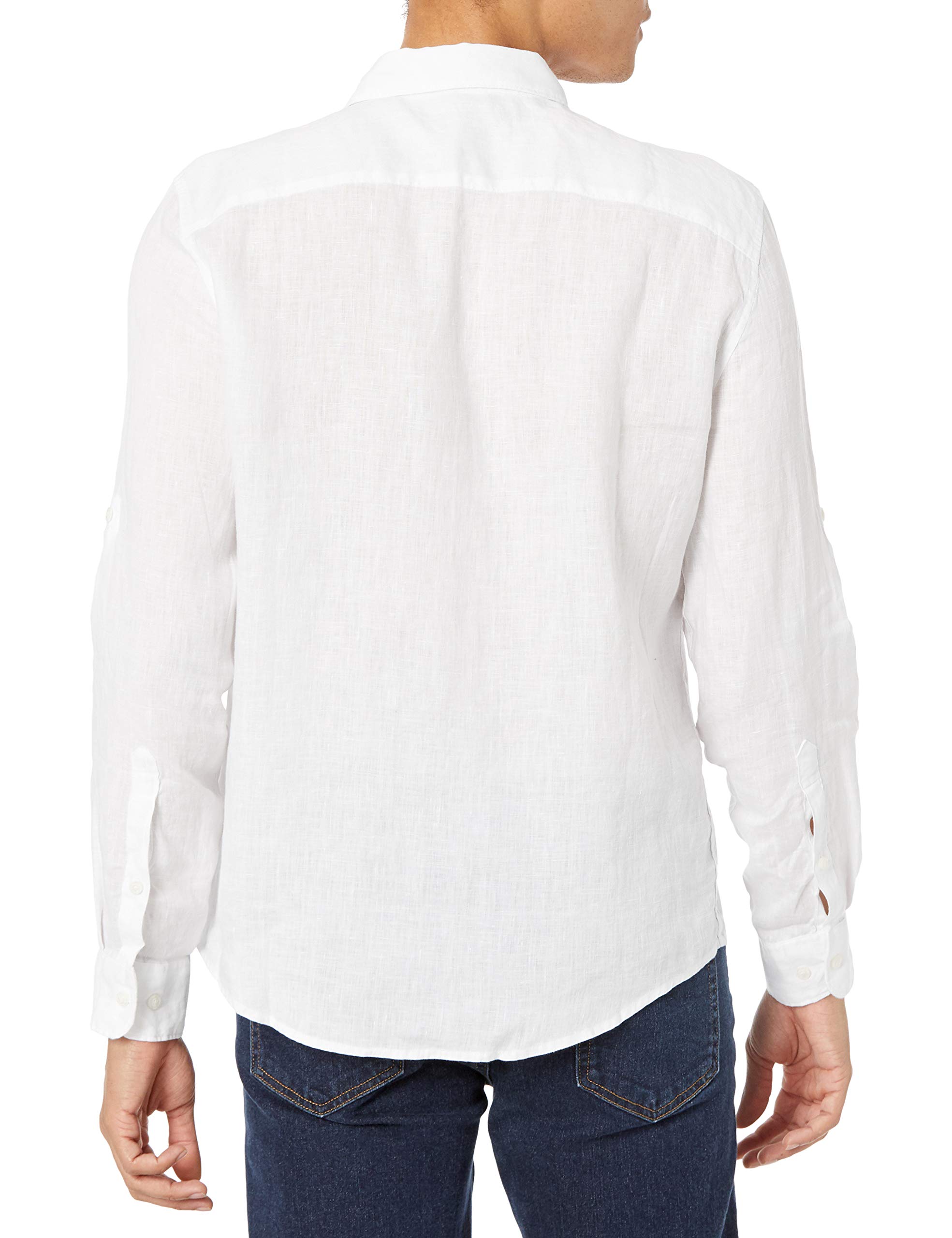 Perry Ellis Herren Long Sleeve Solid Linen Button-up Chambray Shirt Hemd