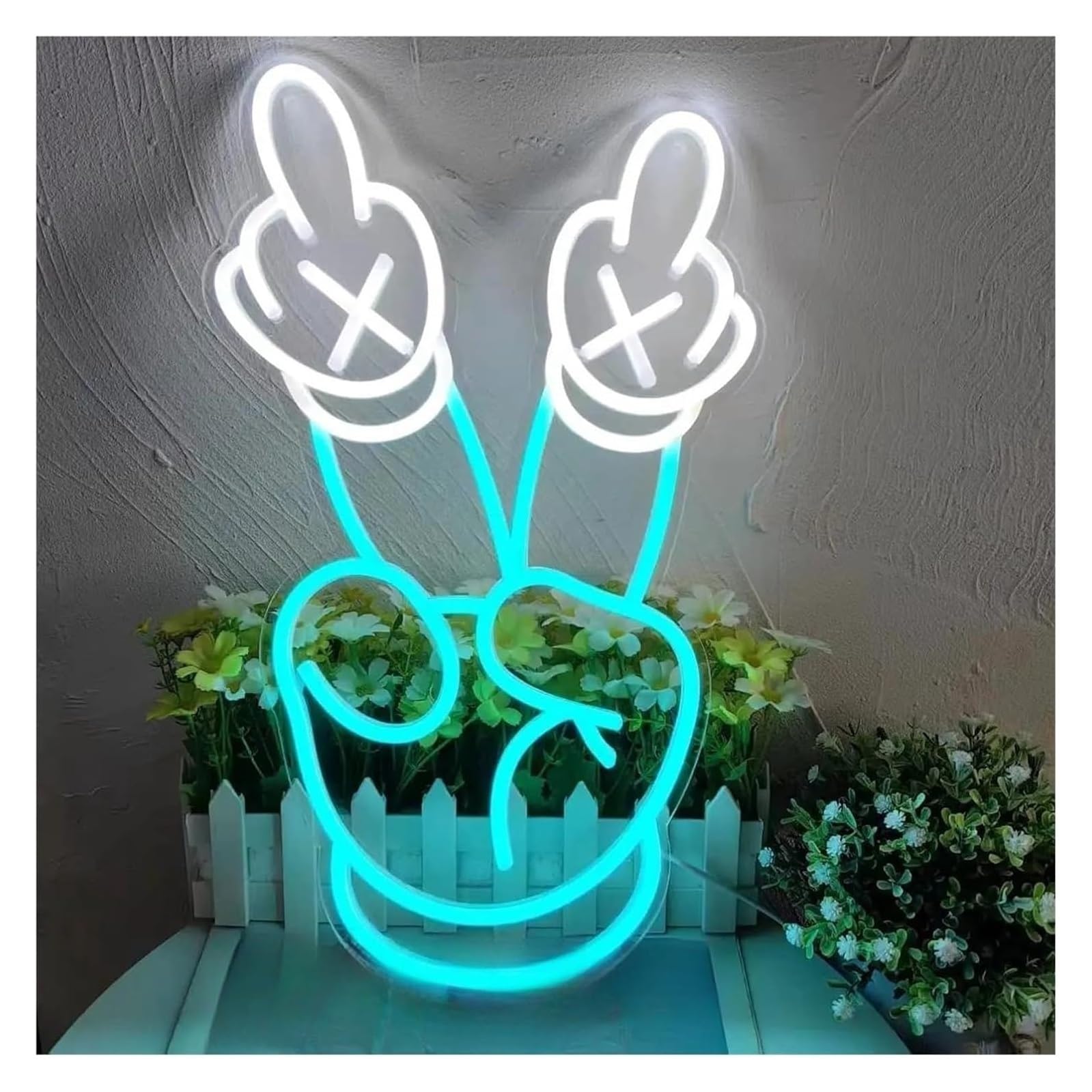 Zynther Neon lamp for neon Light Decoration for Victory Gesture for Sign Powered Dimmable Peace 26.5cm×43cm