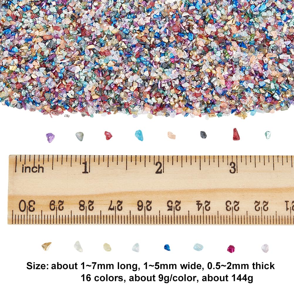 OLYCRAFT 342 pz 18 Colori Perline di Vetro Frantumato Chip di Vetro Frantumato Glitter Perline di Vetro Non Forate per Nail Art Artigianato Resina Fai da Te Cassa del Telefono Vasi Riempitivi