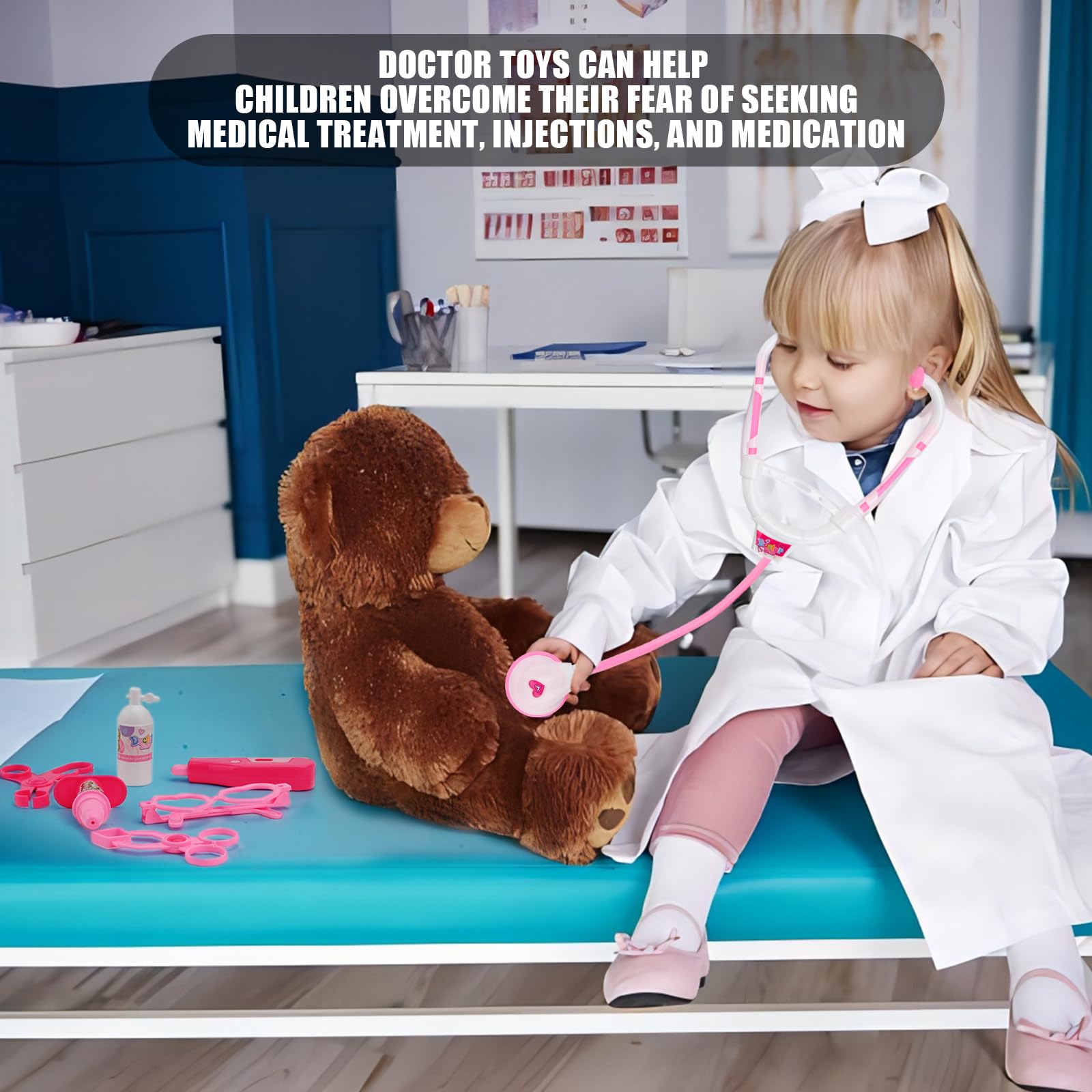 7 Pcs Kids Doctors Kit, Doctor Pretend Role Play Medical Kit for Kids Children Doctors Set Toy for Boys & Girls 3+ Years - Image 4