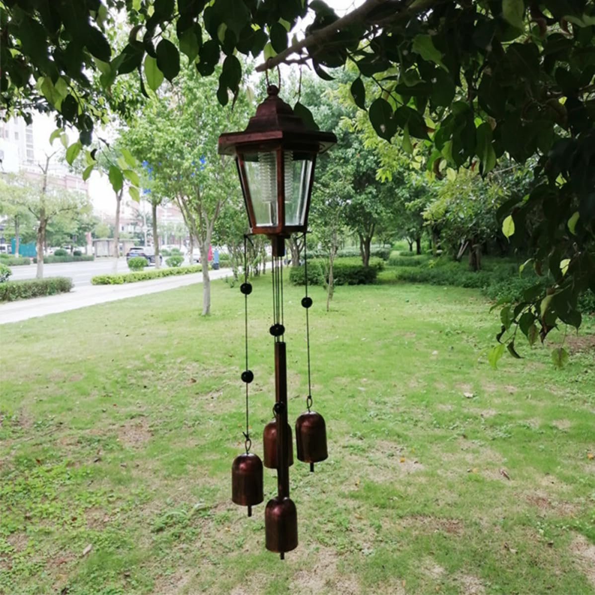 Toddmomy Campanelli a Vento Solari da Giardino Funzione di Illuminazione Notturna e Struttura in Ferro, Decorazione Originale e Retrò per Patio e Cortile