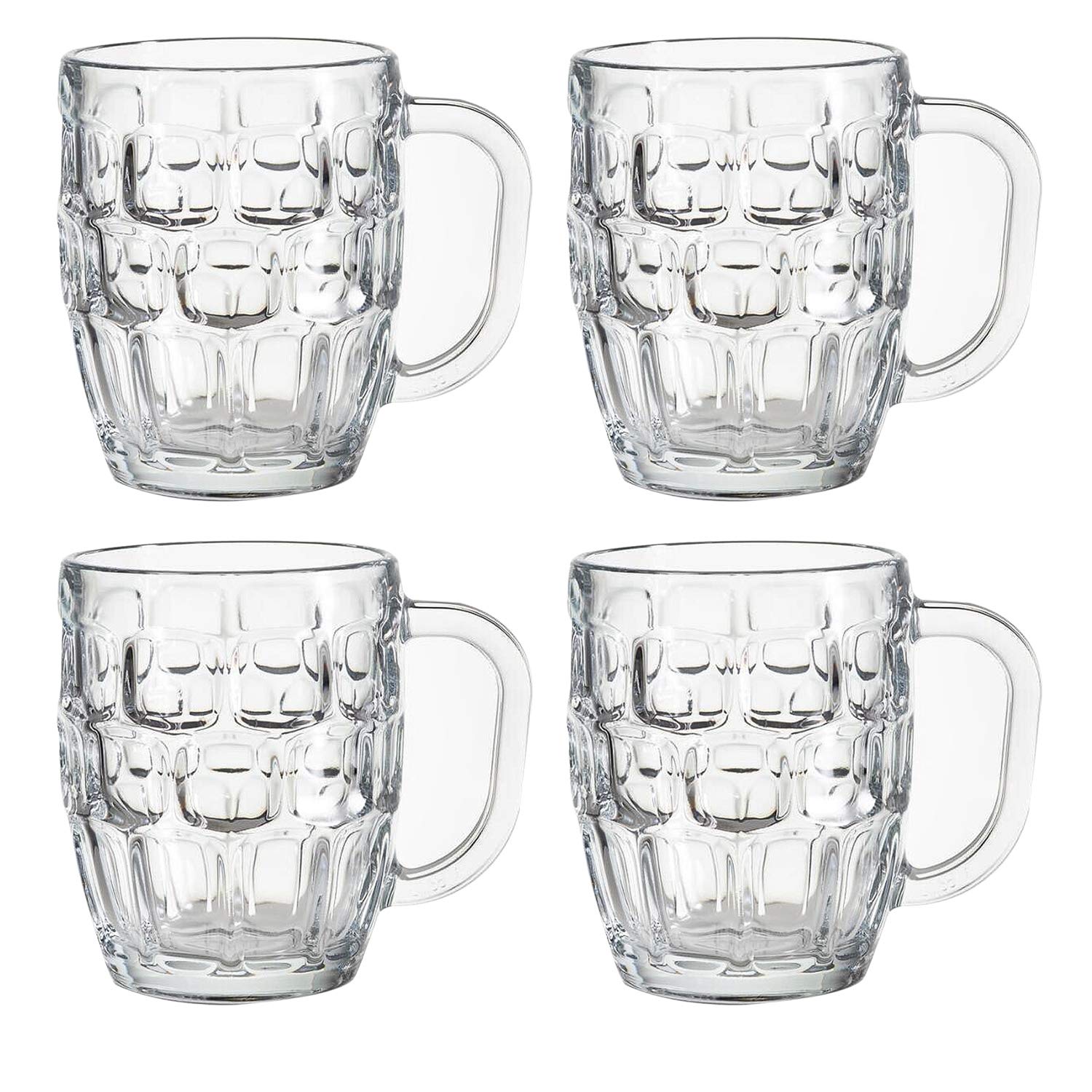 Guaranteed4less Classic Beer Half Pint Mugs Glass Pot Pub Bar Style Tankard Handle Stein Dimple (4)
