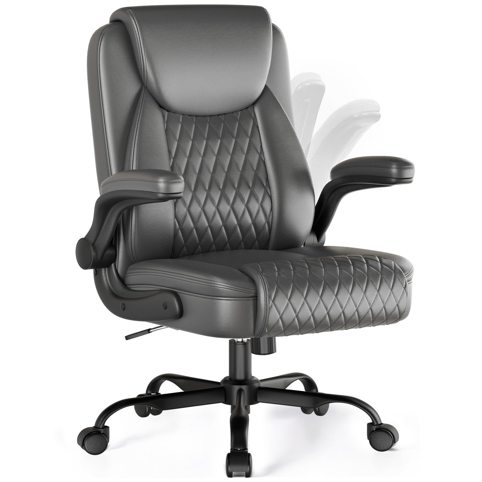COMHOMA Leather Office Chair Ergonomic Computer Gaming Chair with Comfy Back Support, Executive Mid-Back,Small Gmaing Chair with Adjustable Armrests,