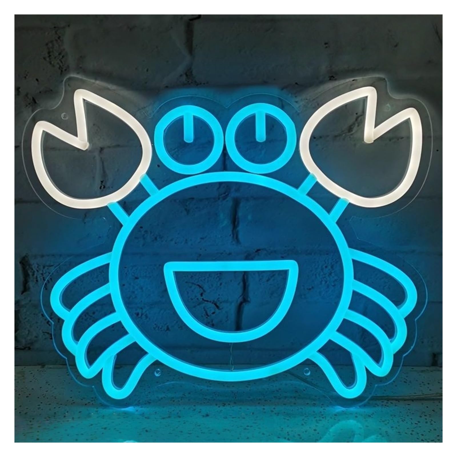 RONGCH Hanging Art Signs Crab Neon Lights Dimmable Seafood Sign for Business Restaurant Shop Cafe Seafood Store Wall Decor 40x33cm(Blue)