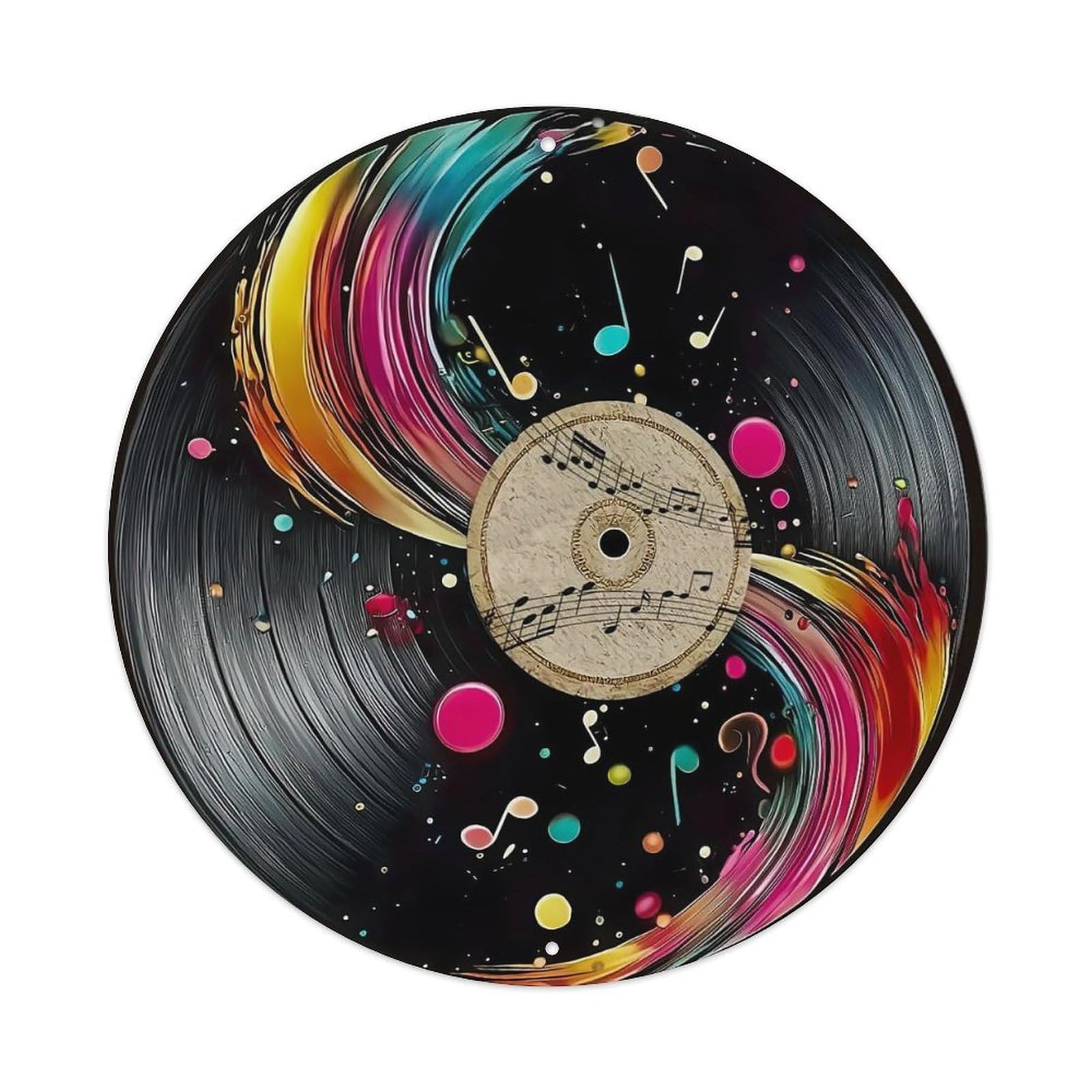 Colorful Vinyl Record Music Notes Metal Tin Sign