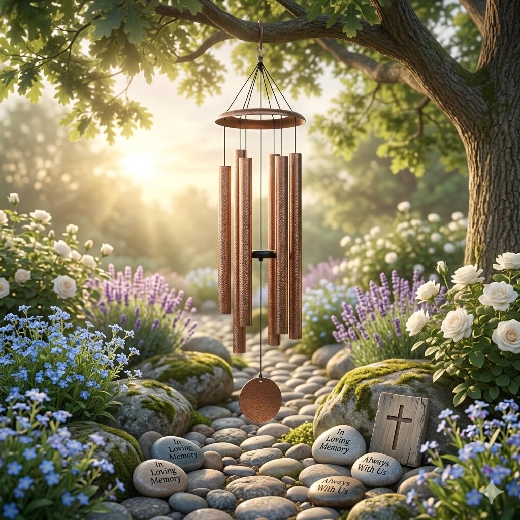 127 cm tiefes Klang-Windspiel für Garten, Terrasse und Gedenkgeschenk | Tiefe Resonanz erzeugt beruhigende glockenähnliche Töne.