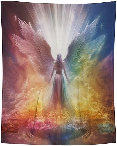 Miniatura 1 de Manta de cama de felpa de ángel arcoíris 3D, manta de franela para niños, adolescentes, niños y niñas, manta moderna a la moda antibolitas para