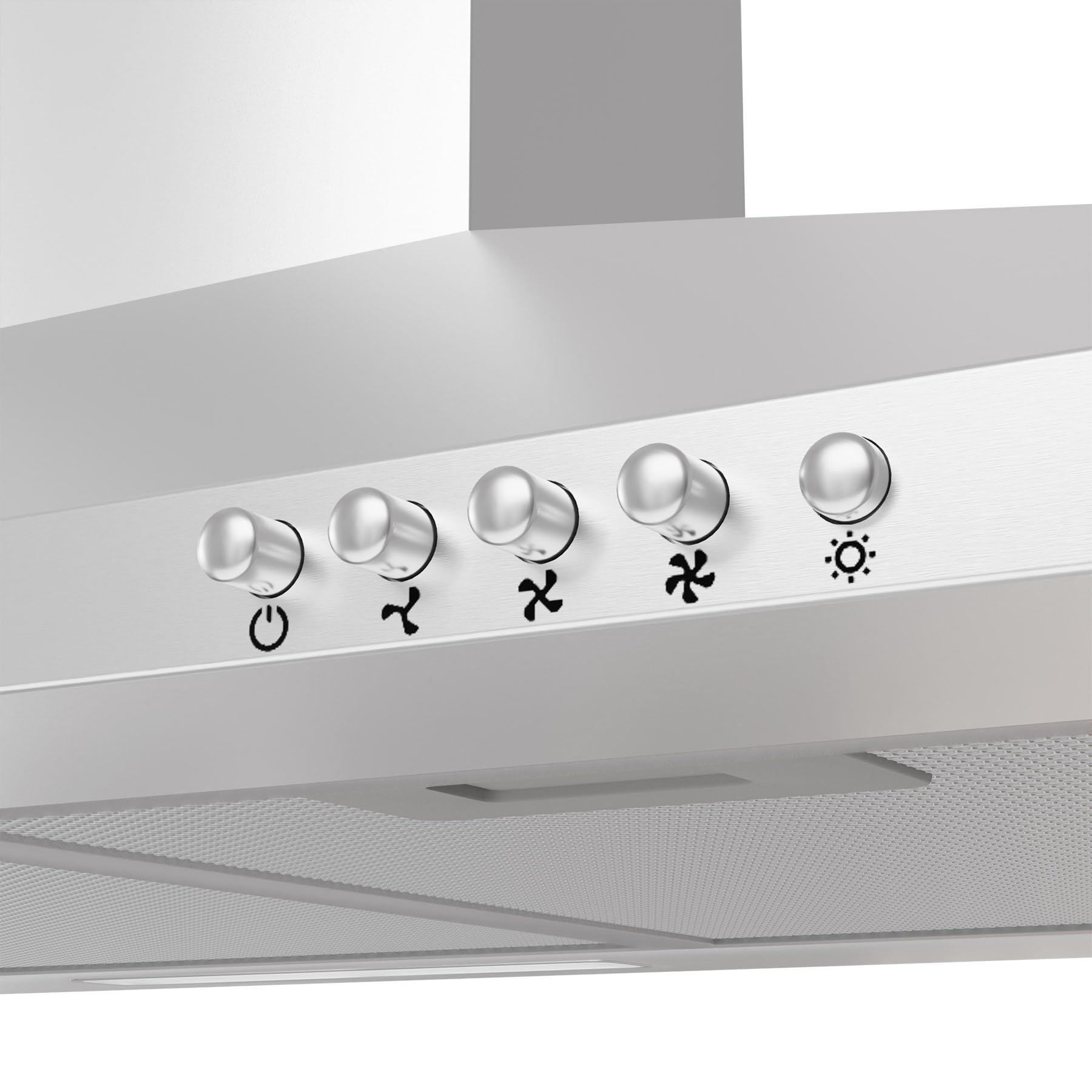 CIARRA Campana de Pared 90cm 380m³/h Campana Extractora Clase A Plateado | 3 Velocidades de Extracción -Luz LED - Acero Inoxidable Sin Carbón Activado