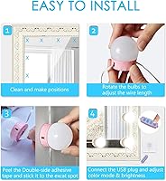 Vista 7 de Luces LED para Espejo de Tocador, Luces de Tocador para Iluminación de Espejo de Maquillaje, 10 Bombillas Regulables, Color de Luz y Brillo