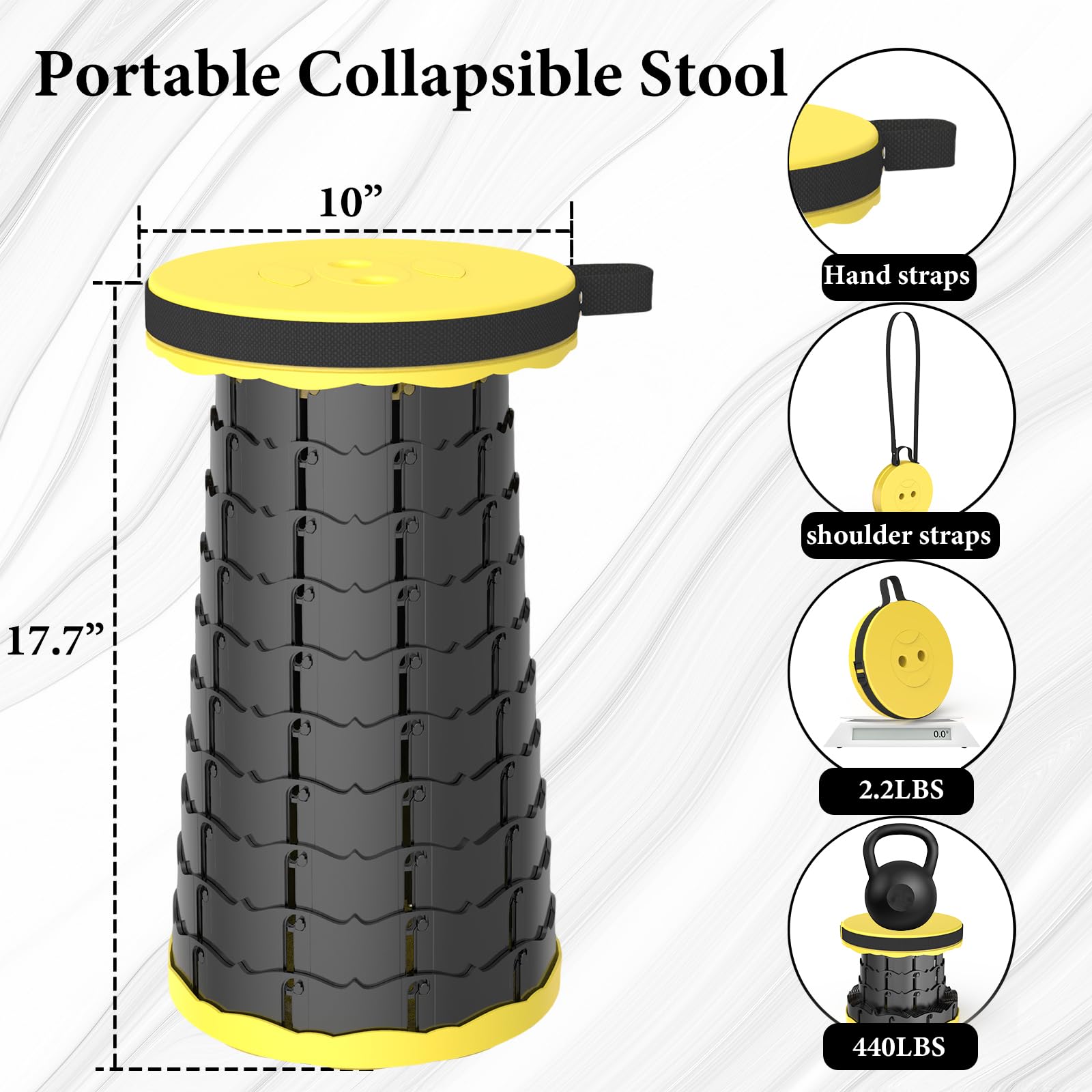 Sgabello Pieghevole Portatile PLOGGING - Regolabile 6-45cm, Portata 200kg, Per Pesca, BBQ, Campeggio - Foto 9