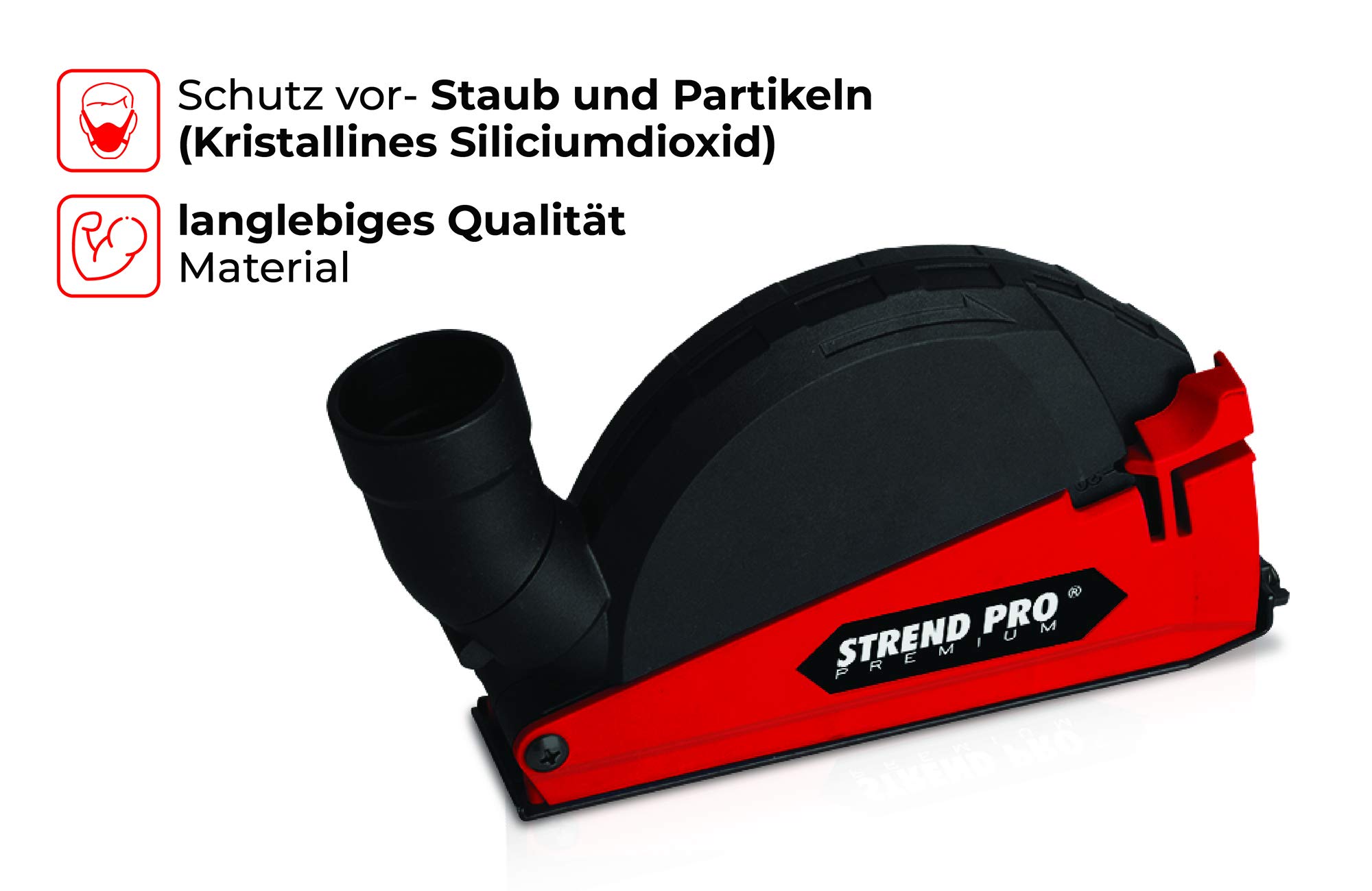 STREND PRO Absaughaube 125 mm Universal Fit Flex Absaugung für Winkelschleifer 125 mm mit 3 Adaptern 39/45/50 mm und 1 Unterlegscheibe