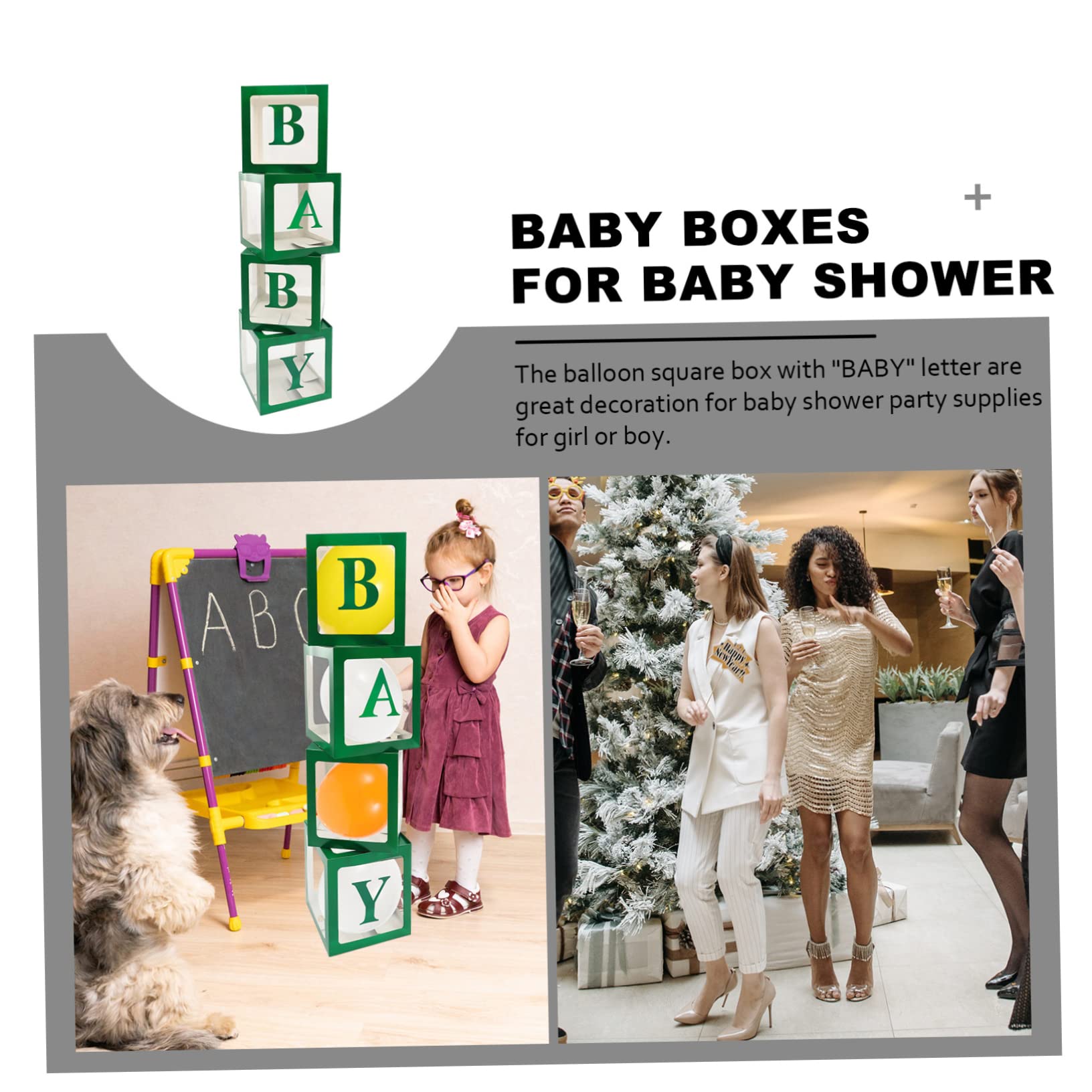 Ciieeo Durchsichtige Geschenkboxen für Babyparty mit Babyboxen aus Papier Wiederverwendbar und Einfache Installation für Shower und Gender Reveal Dekoration