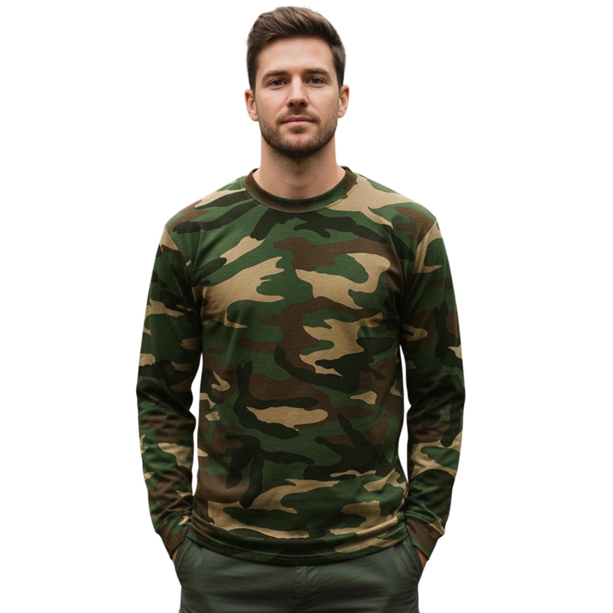 Game Technical Apparel Game Woodland Camouflage Long Sleeve T Shirt - 2XL
