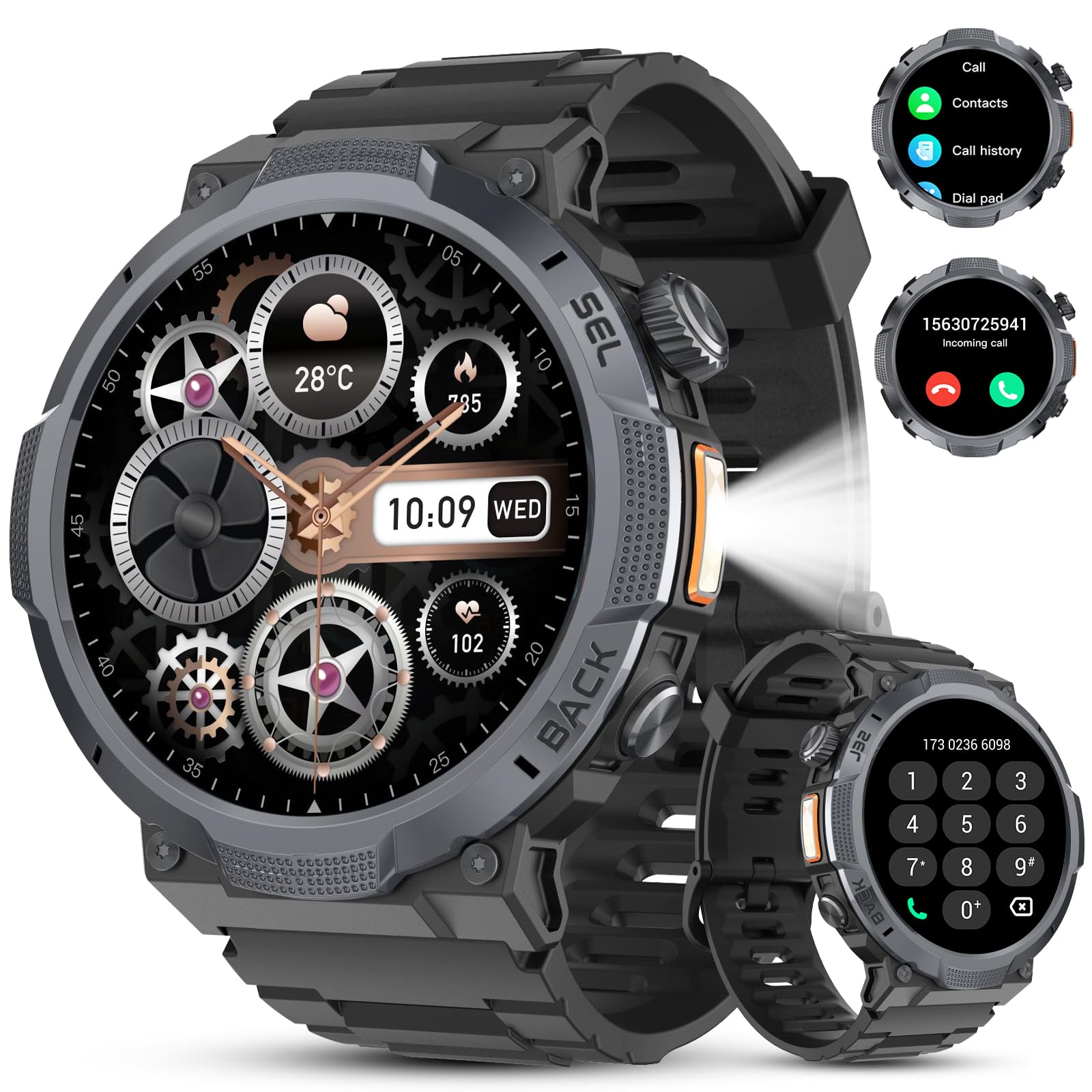 2026 AI Voice Smart Watch for Men Women, Bluetooth 5.4 Answer/Make Calls, Smartwatch Heart Rate/Sleep/SpO2 Monitor/Pedometer/Calories, 120+Sports, IP68 Waterproof Fitness Tracker for Android iOS,Black