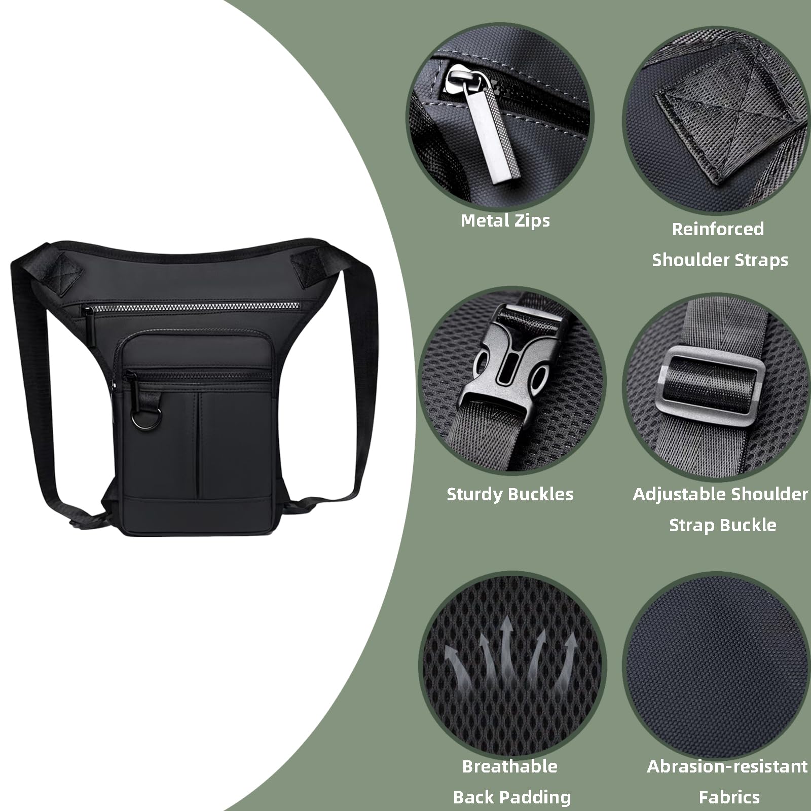 Mervokl Drop Leg Bag Belt Bags Waist Bag for Men Women Multi-Pocket Thigh Fanny Pack for Motorcycle Outdoor Travel Hiking Climbing Black - Image 3