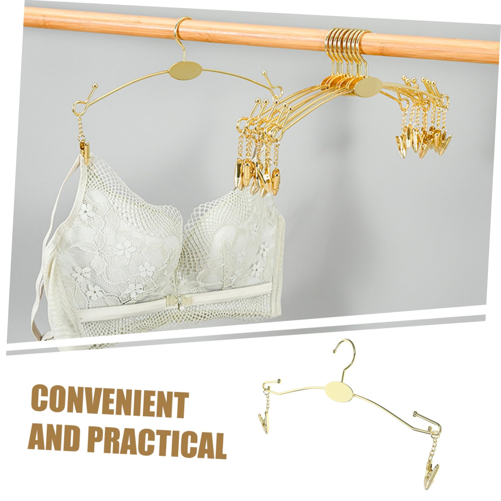 Grucce con Clip per Reggiseni 10 Pezzi in Ferro Oro | Organizer Armadio, Non Lascia Tracce, Non Si Deforma Facilmente, Uso Multiplo per Capi Delicati