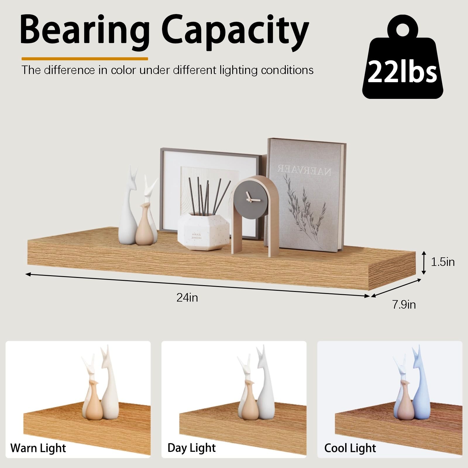 Amazon.com: INHABIT UNION Oak Floating Shelves for Wall，24in Wall