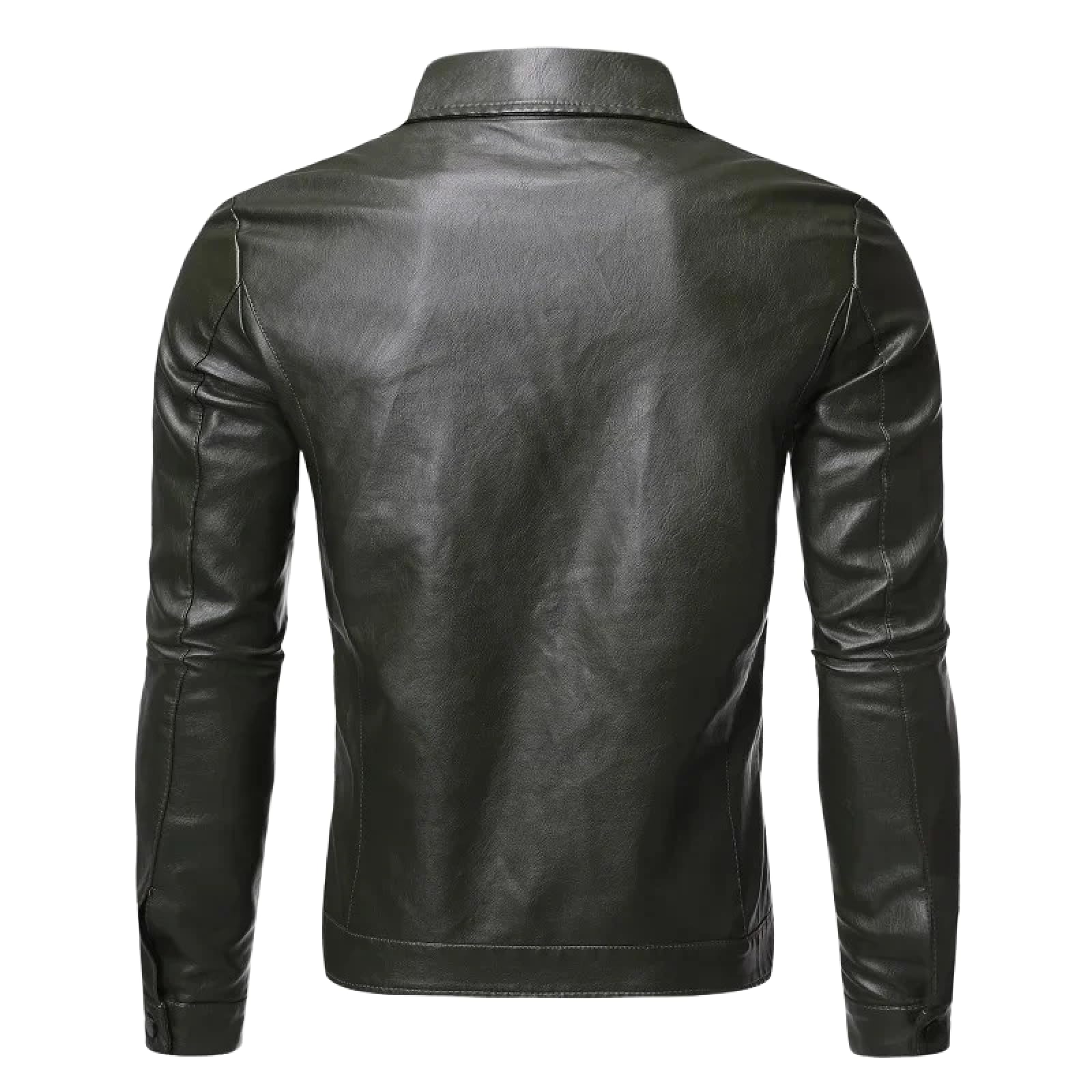 ORDOBO Chaqueta De Cuero Para Hombre - Chaqueta De Cuero Estilo Motero Ajustada Con Solapa De Un Solo Pecho Con Bolsillo Resistente Al Viento Para Otoño E Invierno