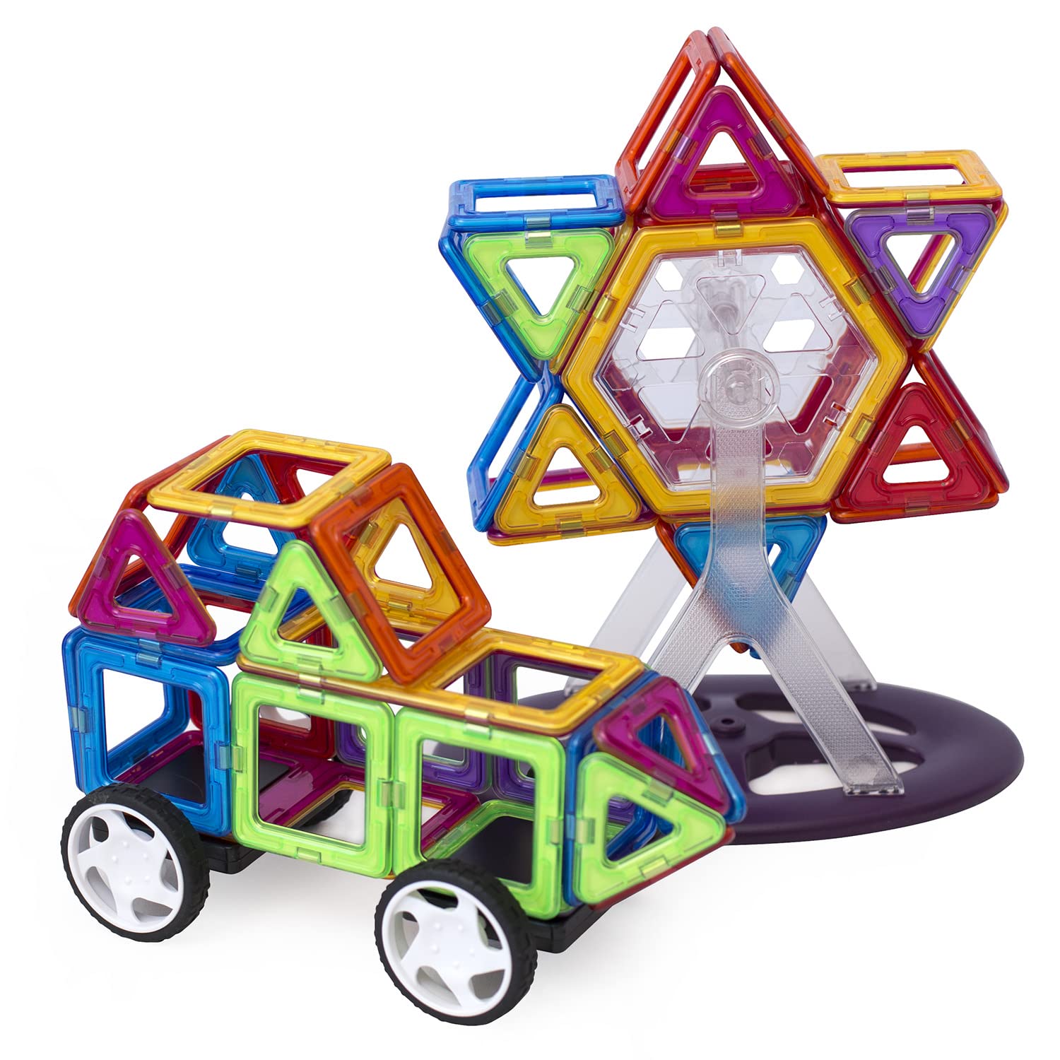 MAGNIKON Magnetbausteine, 118 Teile, Magnetische Bausteine, Bauklötze | Magnetsteine, Bausteine ab 3 Jahre, Fahrzeuge, Magnet Auto Spielzeug, Magnete für Kinder, Baukasten, Konstruktionsspielzeug