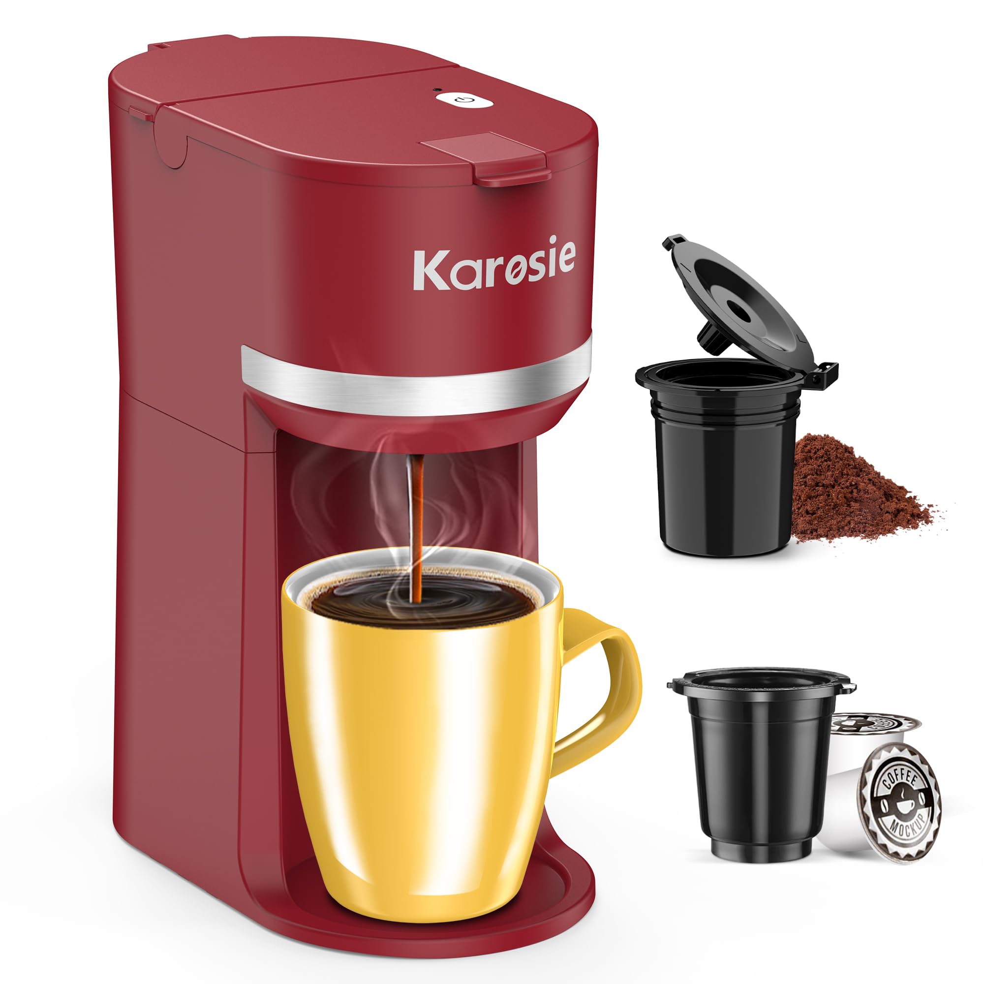 Single Serve Coffee Maker for K-Cup and Ground Coffee Fast Brew 6-12 oz Brew Sizes One Cup Coffee